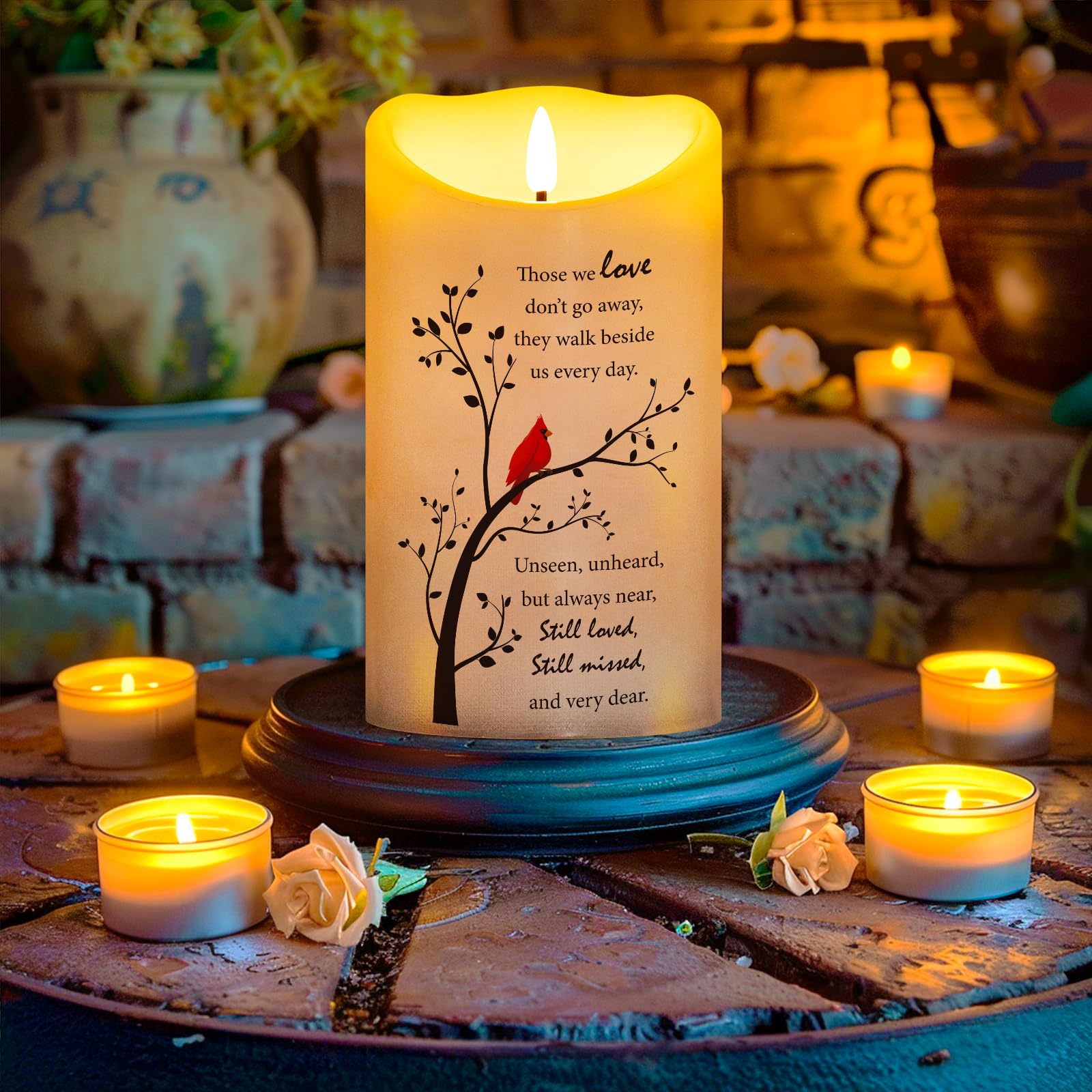 Hn Haiinaa Flameless Memorial Candle, Real Wax Led Light With Remote Sympathy Gifts For Loss Of Loved One, Mother, Father   Reme