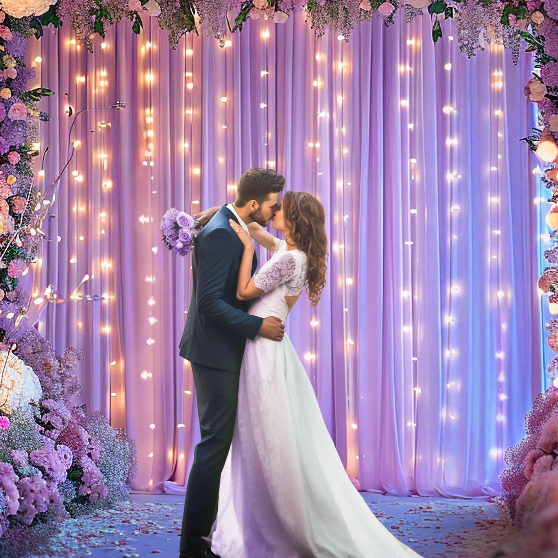 10X10 Lavender Backdrop Curtain For Parties Wedding Wrinkle Free Light Purple Photo Curtains Backdrop Drapes Fabric Decoration F