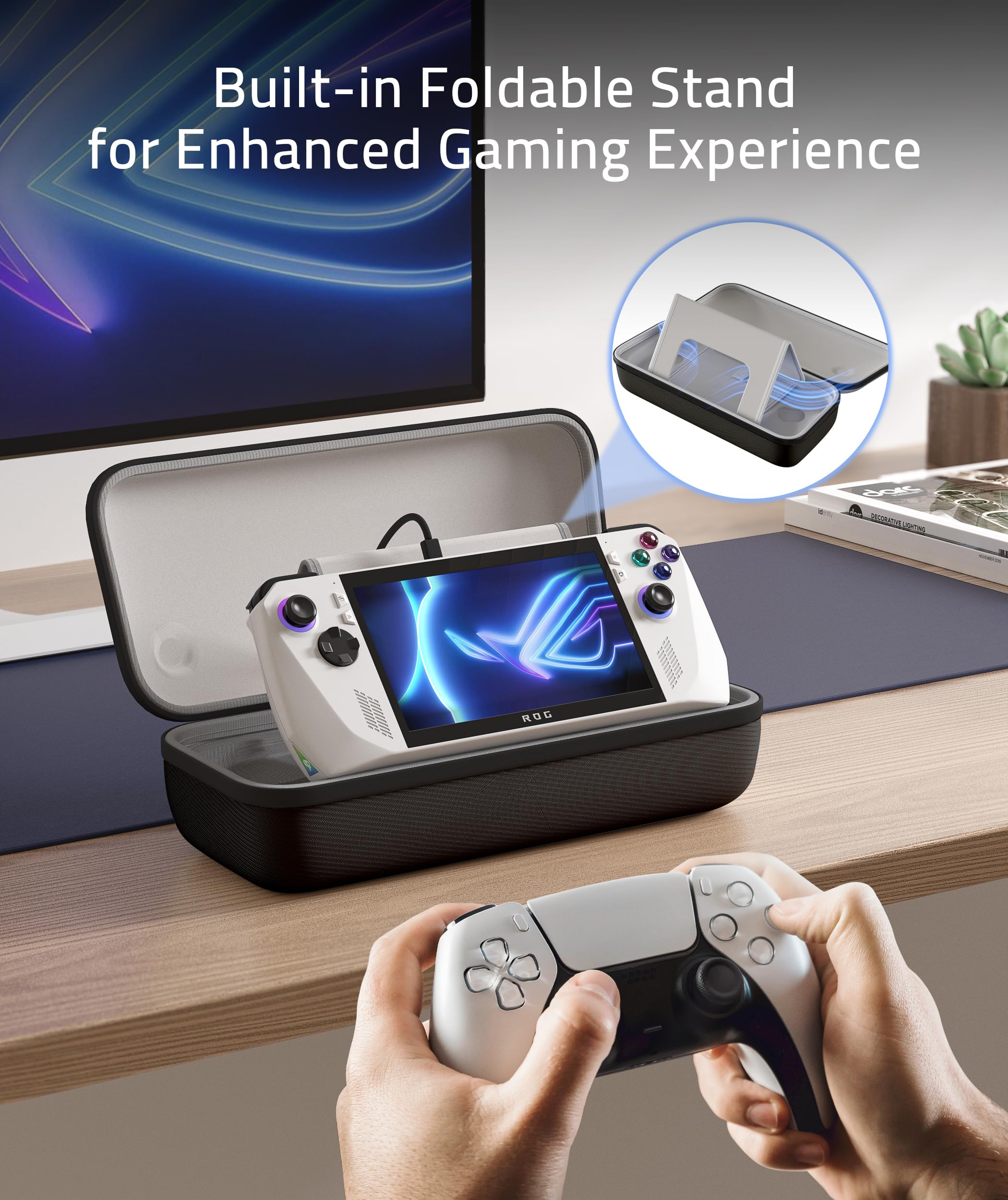 Syntech Hard Carrying Case Compatible With Asus Rog Ally/Rog Ally X Console And Accessories, Portable Travel Handheld Case For S