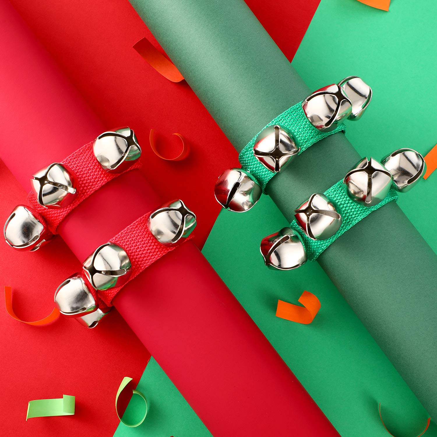 6 Pieces Christmas Band Wrist Bells Bracelets Musical Ankle Bells Instrument Percussion Rhythm For Christmas Party Favors Festiv