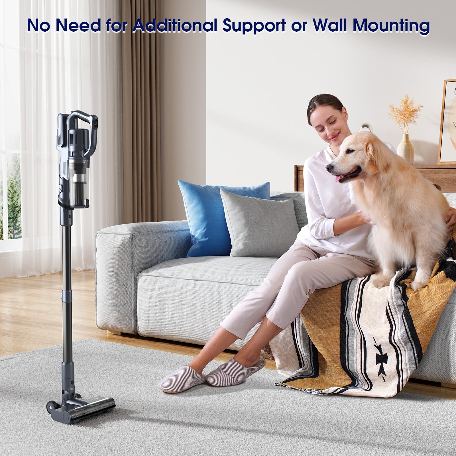 Miuzzy Cordless Vacuum Cleaner, 35Kpa Powerful Suction Max 50Min Runtime, Stick And Handheld Vacuum, Lightweight Vacuum Cleaners