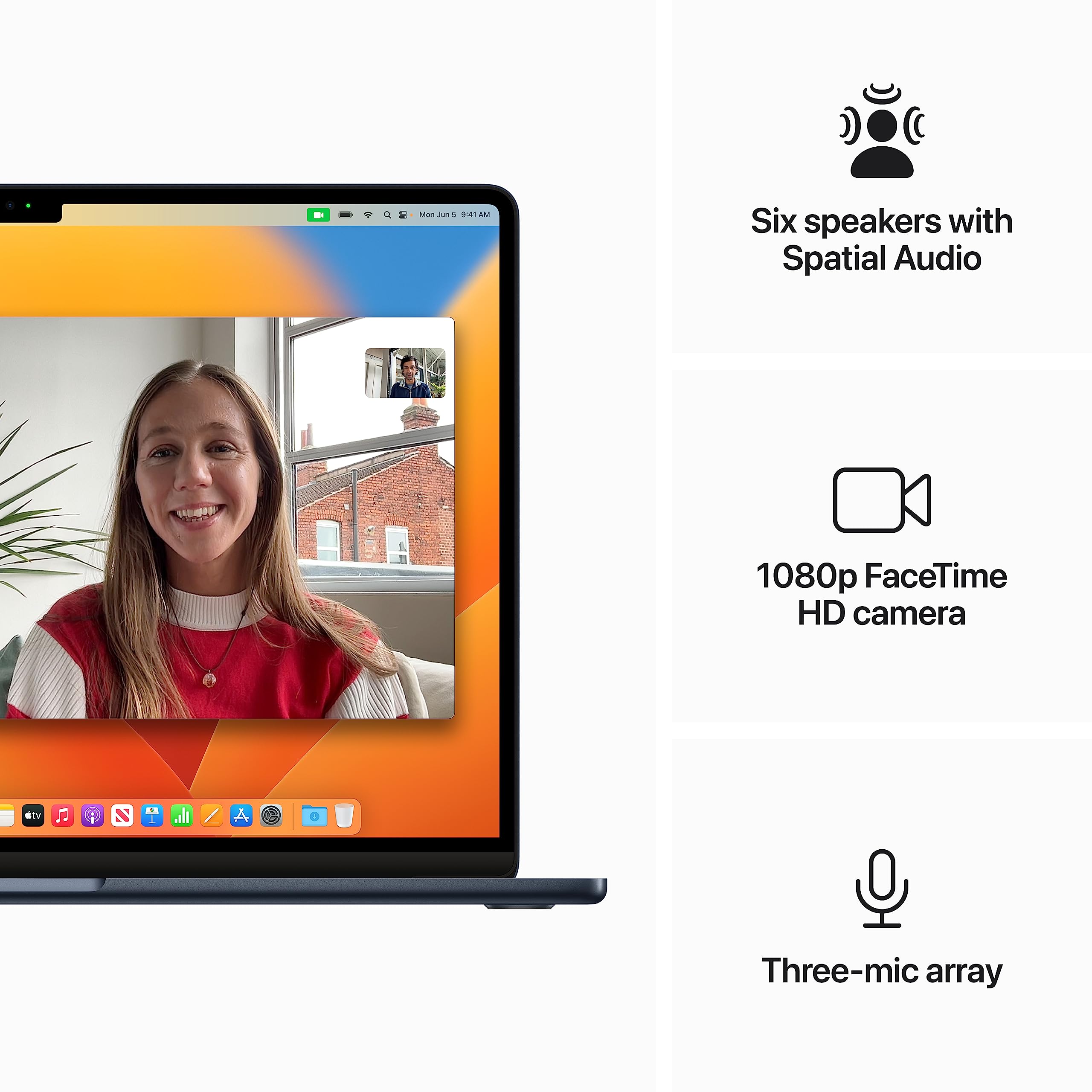 Apple 2023 Macbook Air Laptop With M2 Chip: 15.3 Inch Liquid Retina Display, 16Gb Unified Memory, 256Gb Ssd Storage, 1080P Facet