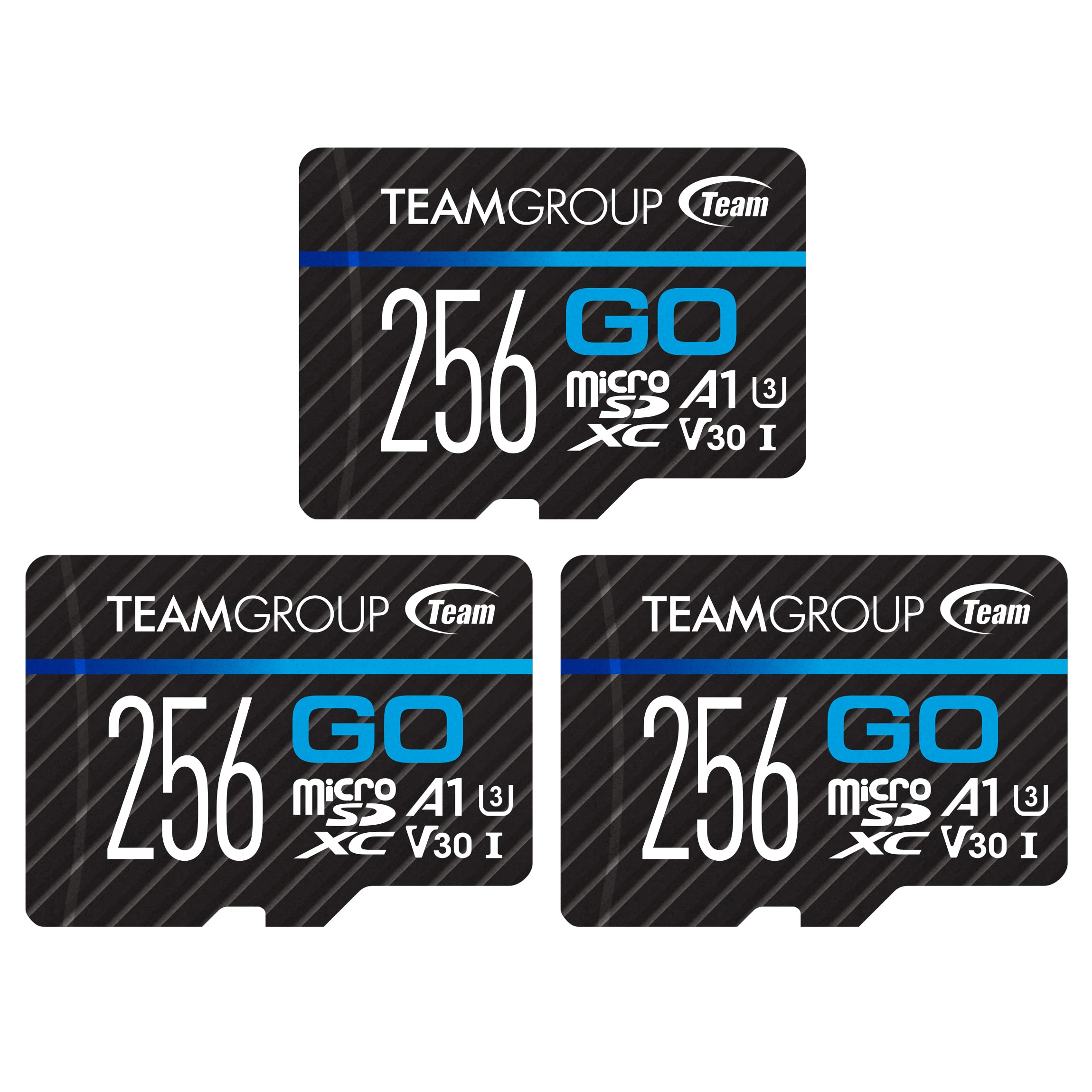 Teamgroup Go Card 256Gb X 3 Pack Micro Sdxc Uhs I U3 V30 4K For Gopro & Drone & Action Cameras High Speed Flash Memory Card With Adapter For Outdoor Sports, 4K Shooting, Nintendo Switch Tgusdx256Gu362