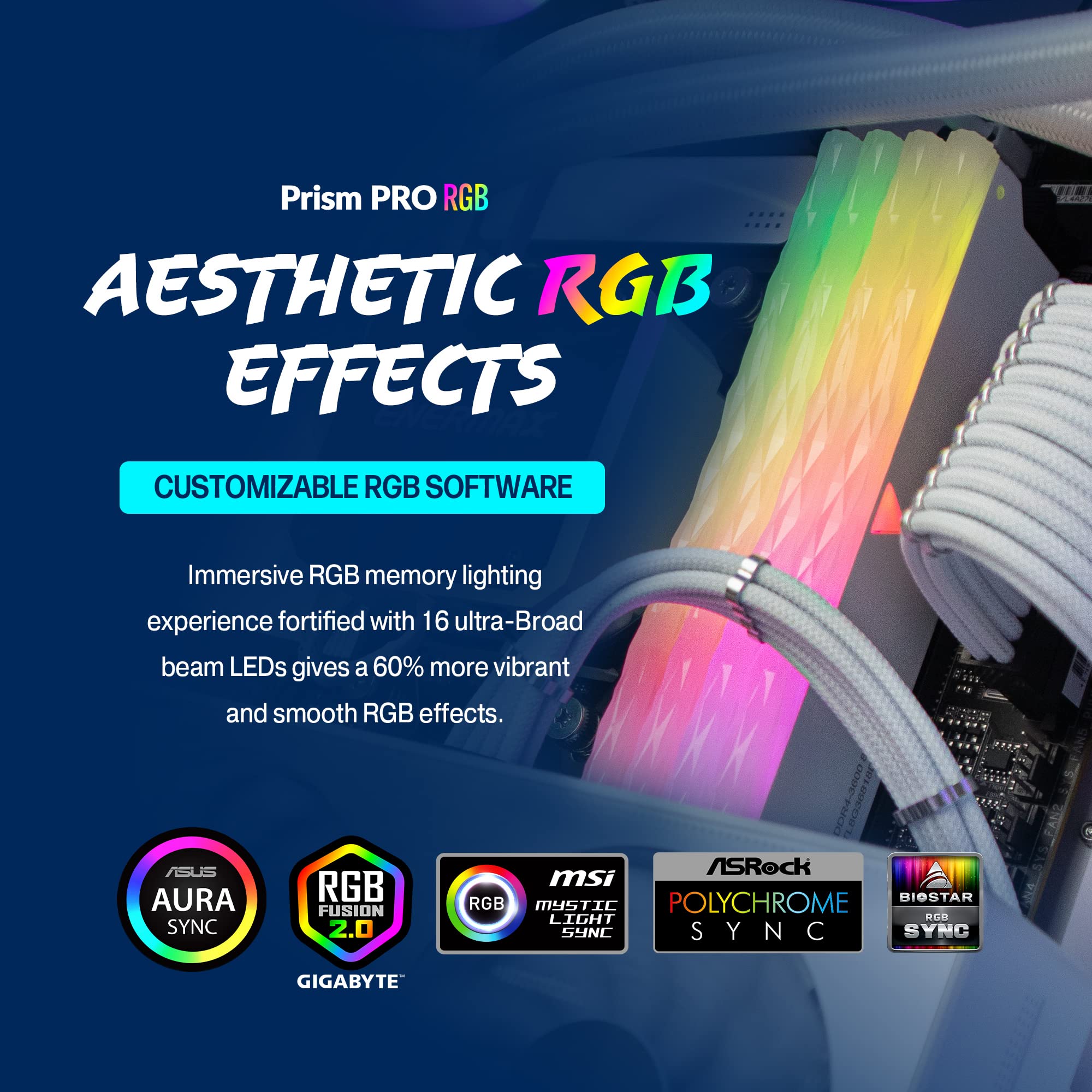 V Color Prism Pro Ddr4 16Gb (8Gbx2) 3600Mhz (Pc4 28800) Cl18 Rgb Gaming Desktop Ram Memory Module Udimm Hynix Ic Single Rank   W