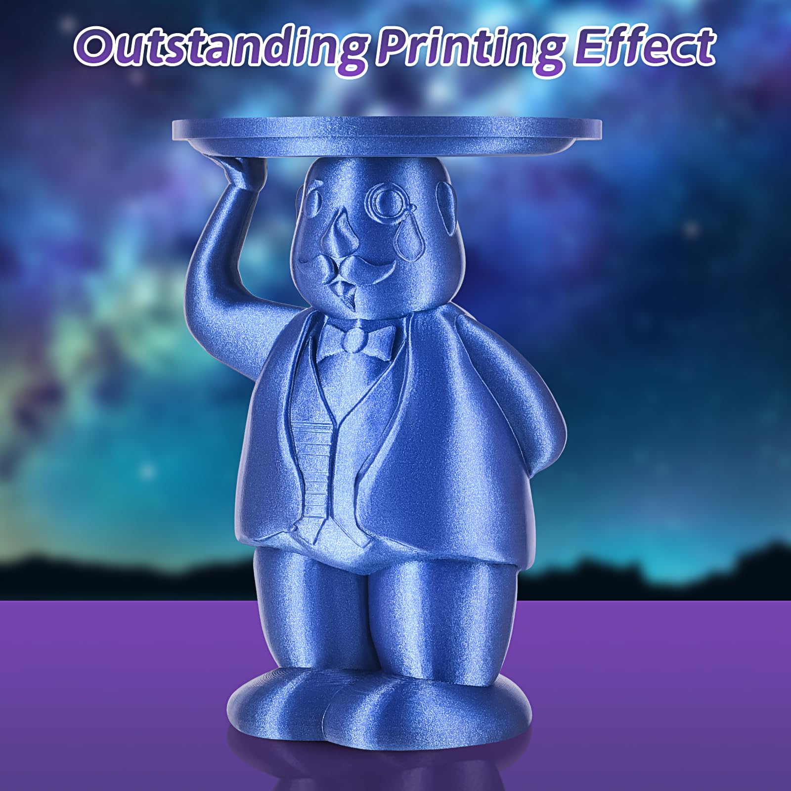 Eryone Sparkly Glitter Shining Pla Filament For 3D Printer, 1.75Mm, Tolerance: 0.03Mm, 1Kg(2.2Lbs)/Spool, Blue