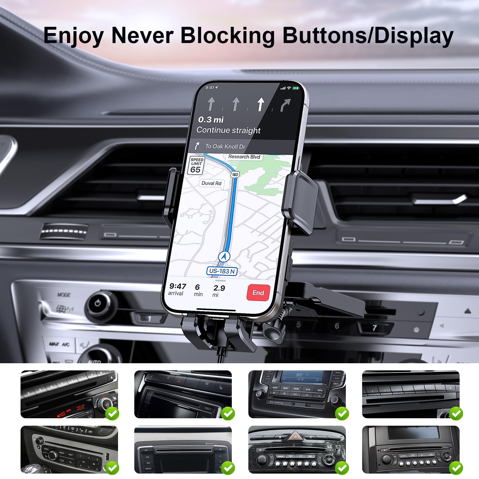 Wireless Car Charger, Mokpr 15W Fast Charging Auto Clamping Cd Slot Air Vent Car Phone Holder With Led Light Car Charger For Iph