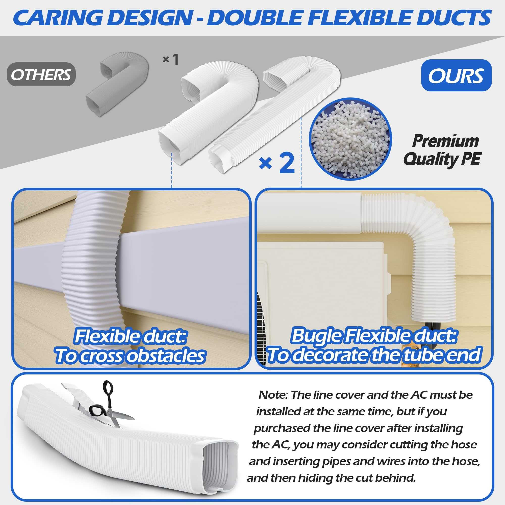 Taktopeak 3'' 17 Ft Mini Split Line Cover Set, Line Set Cover For Mini Split And Central Ac, Ac Line Cover Line Hide