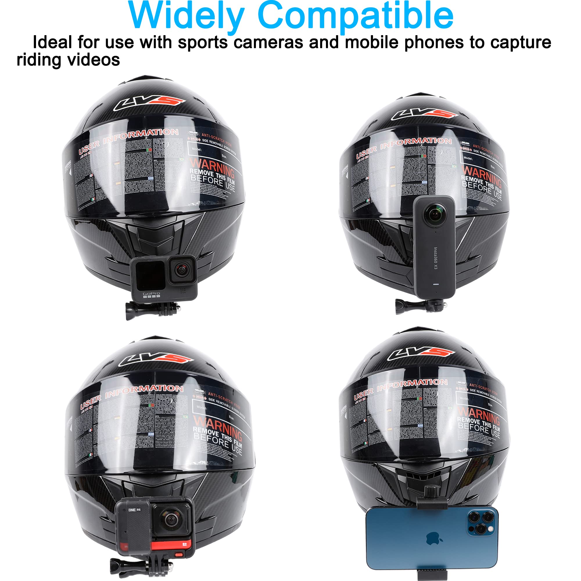 Pellking Universal Motorcycle Helmet Chin Action Camera Mount, Flexible Adhesive Helmet Mount Compatible With Gopro Hero 13 12 11 10 9 8 7 6 5 Black,Insta360,Akaso,Dji Action Sports Cam Accessories