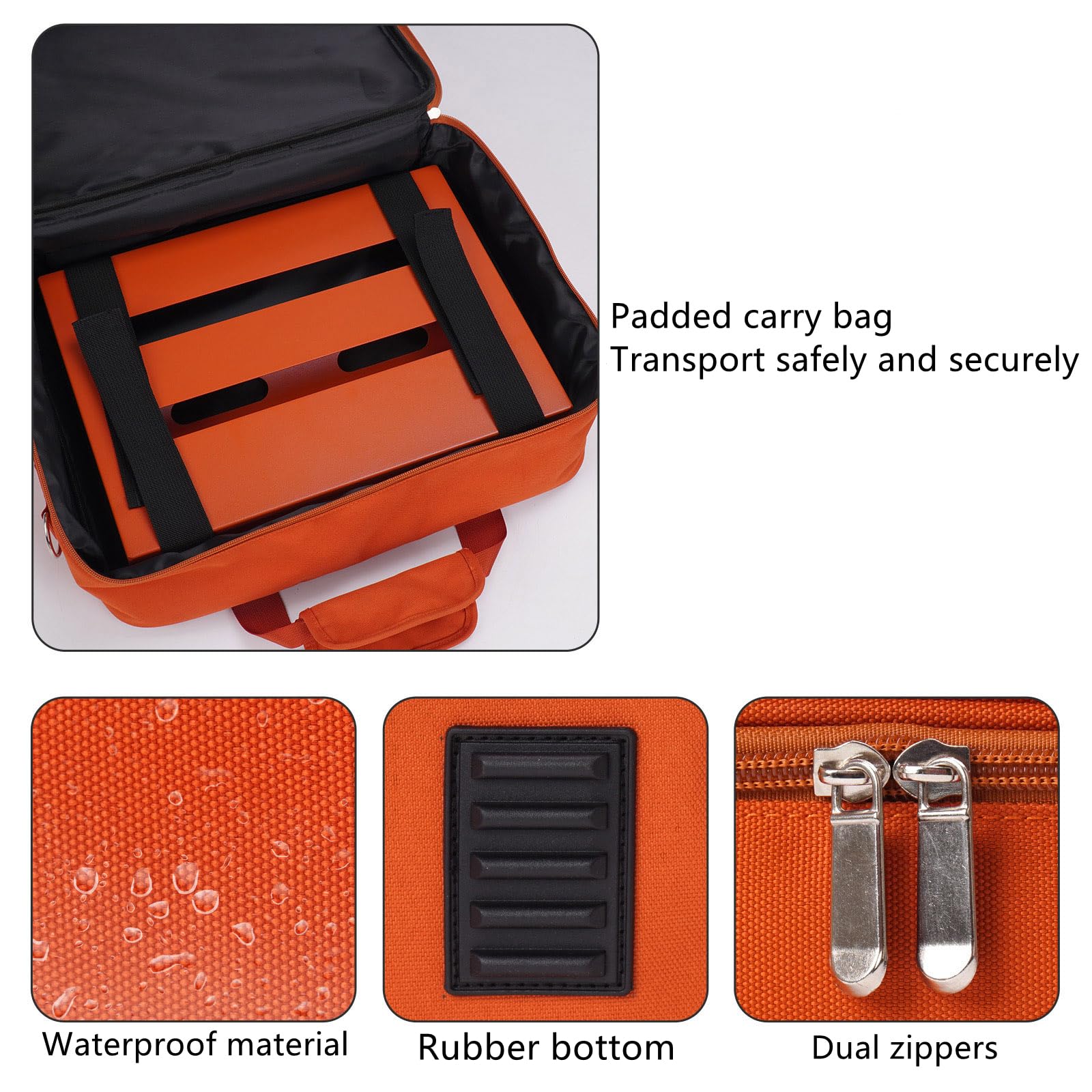 Gokko Guitar Pedal Board 13.8    X 11    With Carrying Bag, Built-In Power Supply Mounting Plate (Vibrant Orange)