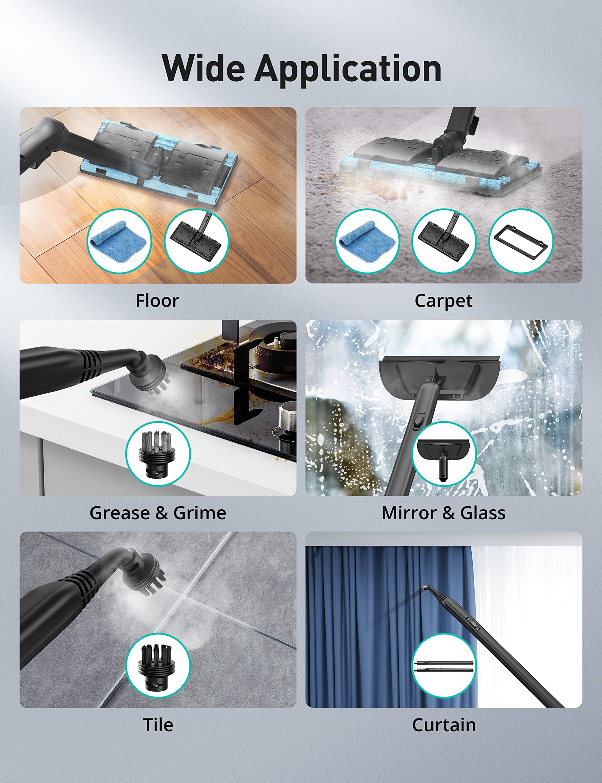 Steam Cleaner, Aspiron Steamer With 21 Accessories, Portable Multipurpose Steam Cleaner For Car 5 Mins Heating With 1.5L Tank, H