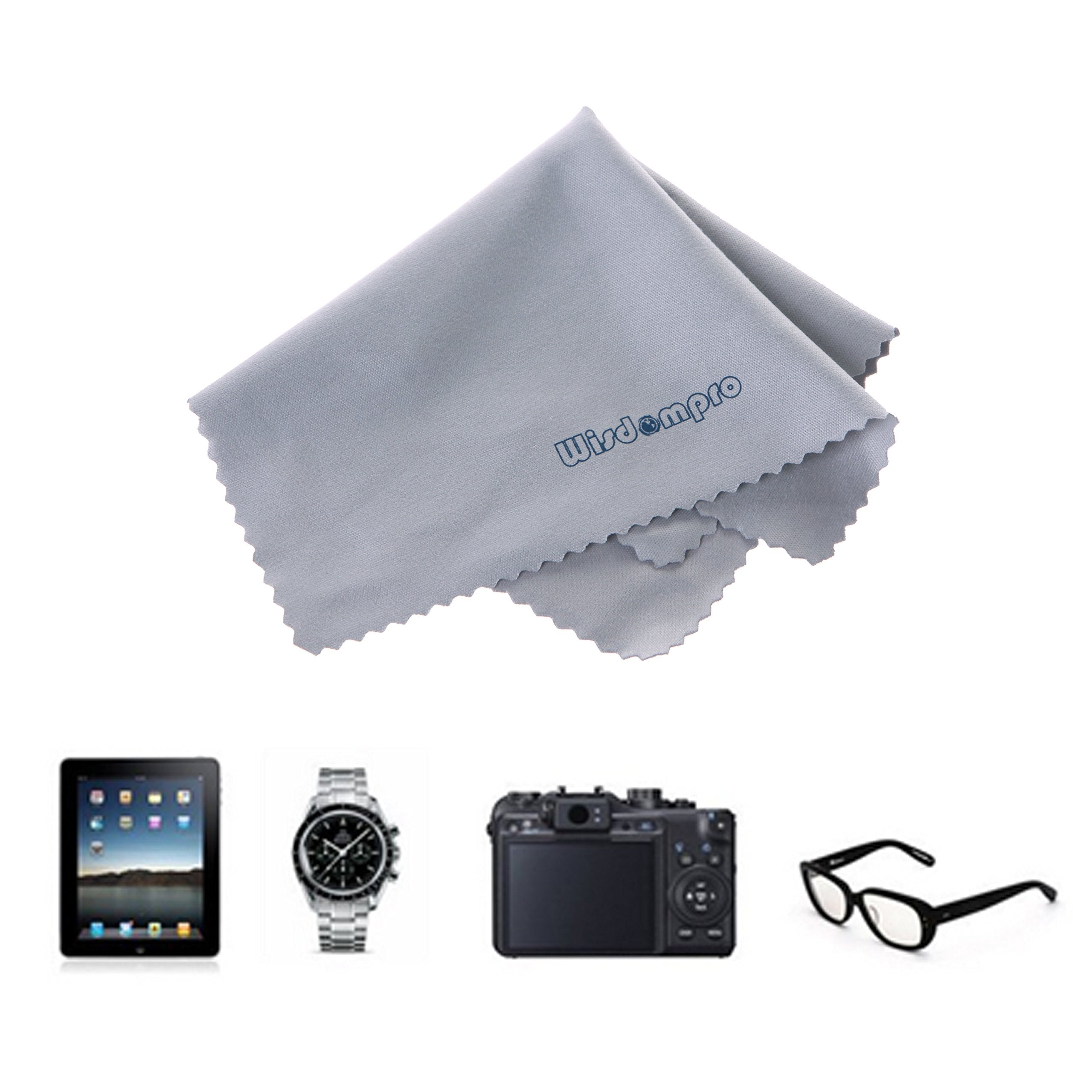 Wisdompro 12 Pack 4.75 X 4.75 Inches Microfiber Cleaning Cloth For Camera Optical Lens, Glass, Cell Phone, Ipad, Tablet, Laptop,