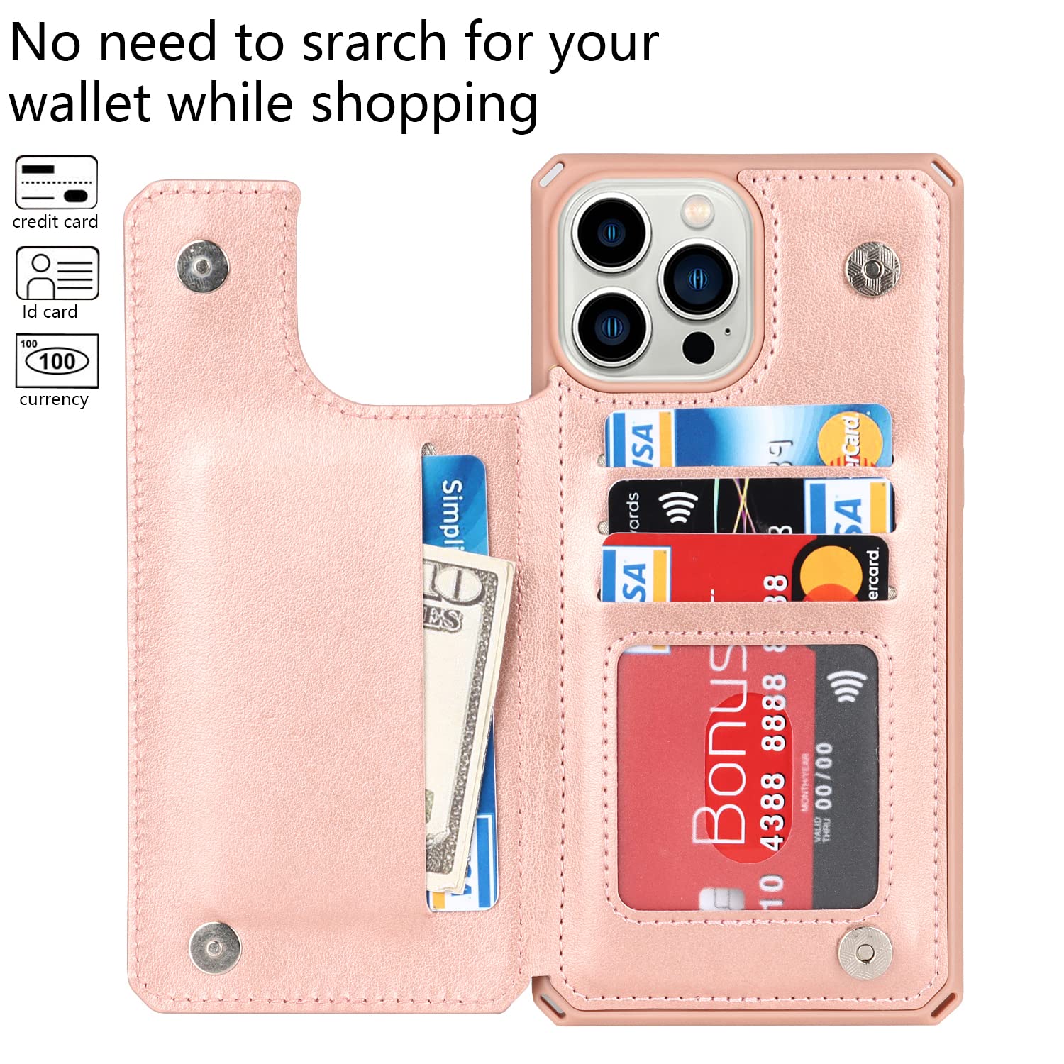 Cavor For Iphone 13 Pro Max Case With Card Holder,Iphone 13 Pro Max Wallet Case For Women Men,Phone Case Iphone 13 Pro Max Case