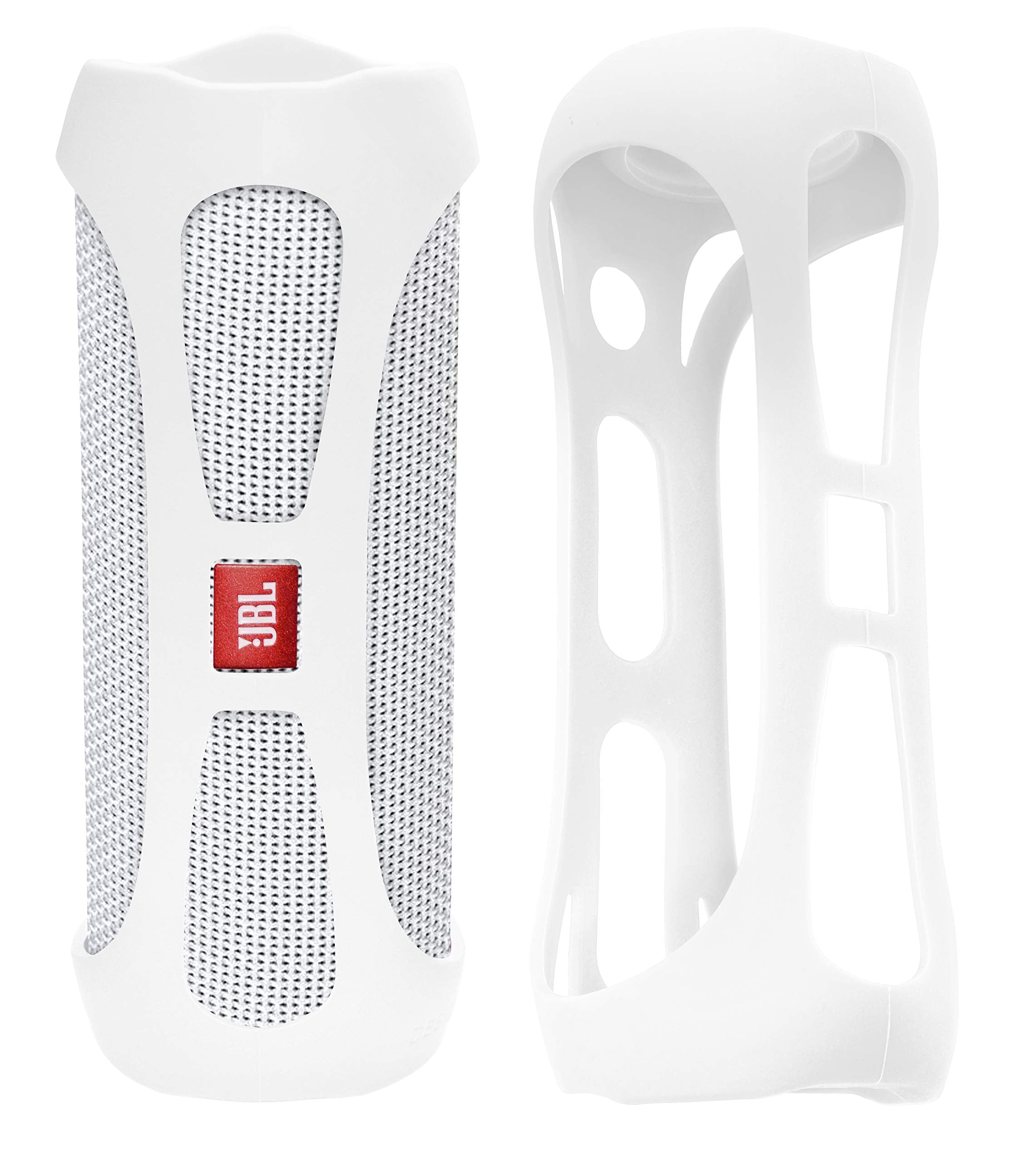 Silicone Cover Skin For Jbl Flip 4 Waterproof Portable Bluetooth Speaker, By Alltravel, Portable Full Protection Solution, Customized Skin With Color And Shape Matching (White)