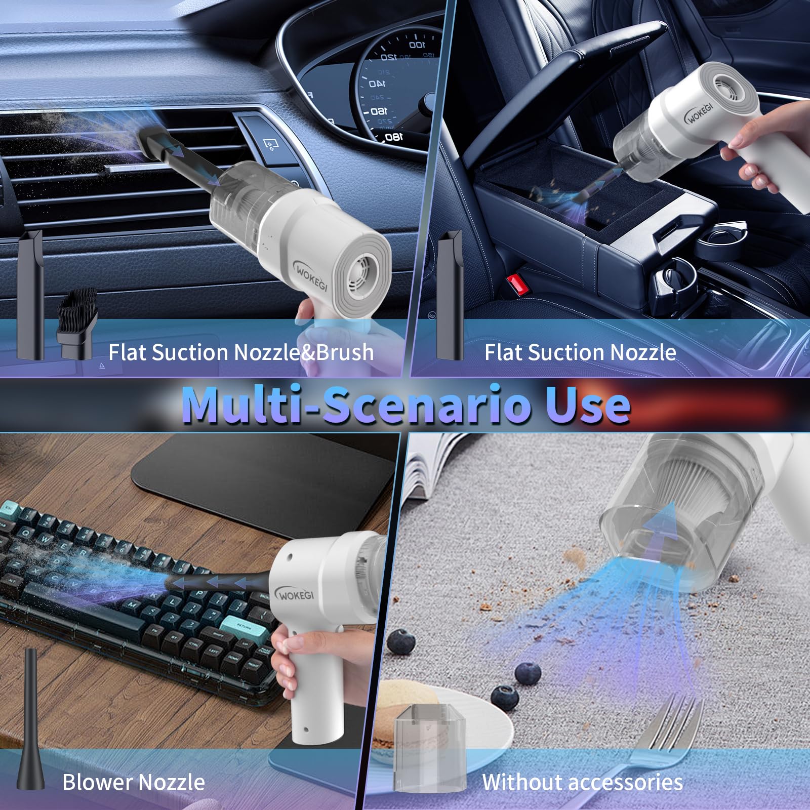 Handheld Mini Car Vacuum, 10000Pa Cordless Portable Vacuum With 2000Mah Battery, 3 In 1 Small Vacuum Cleaner & Air Duster With T