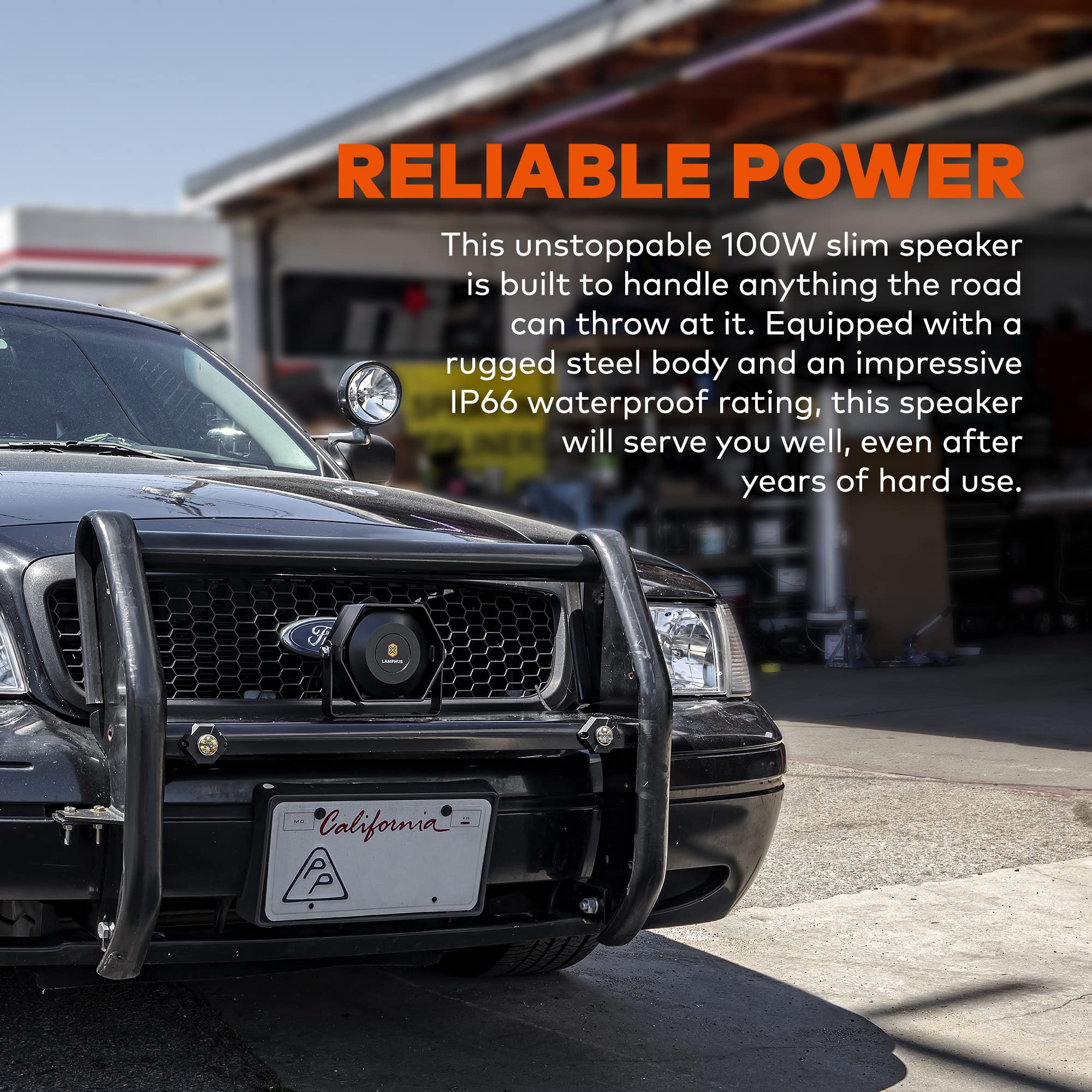 Lamphus Soundalert 100 W Compact Slim Speaker [118 124 Db] [Ip66 Waterproof] [Universally Compatible] Air Horn Speaker For Emergency Police Fire Vehicles