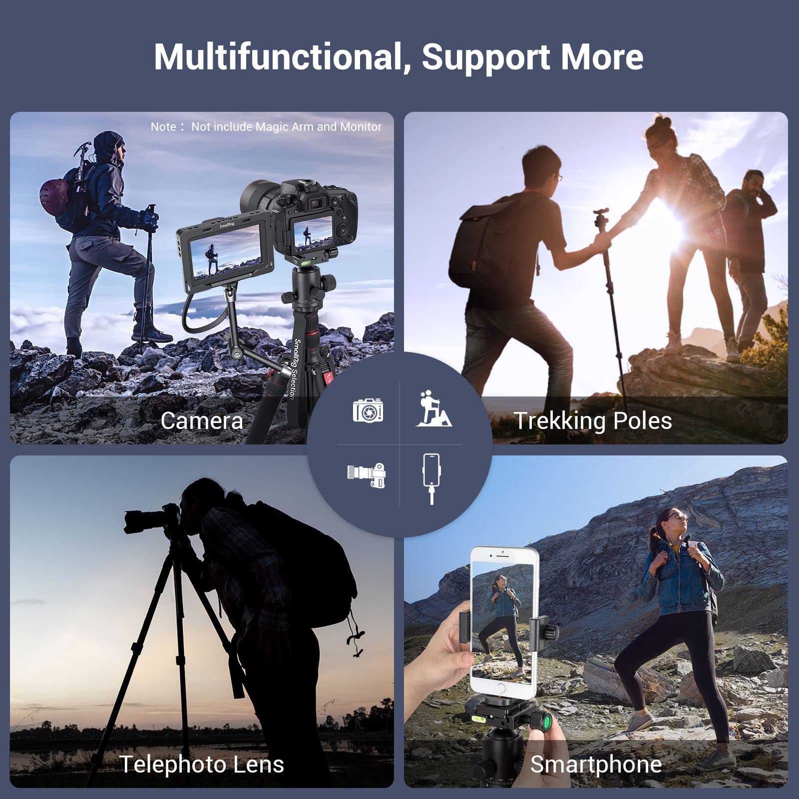 Smallrig Ct-10 Camera Tripod, 71 Foldable Aluminum Tripod & Monopod, 360Ball Head Detachable, Payload 33Lb, Adjustable Height Fr