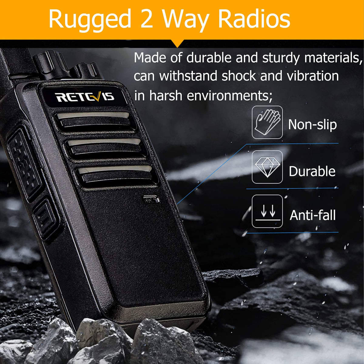 Retavis Rt68b Retevis RT68 Walkie Talkies, 2-Way Radios, Long Range, Hands-Free, Rec ...