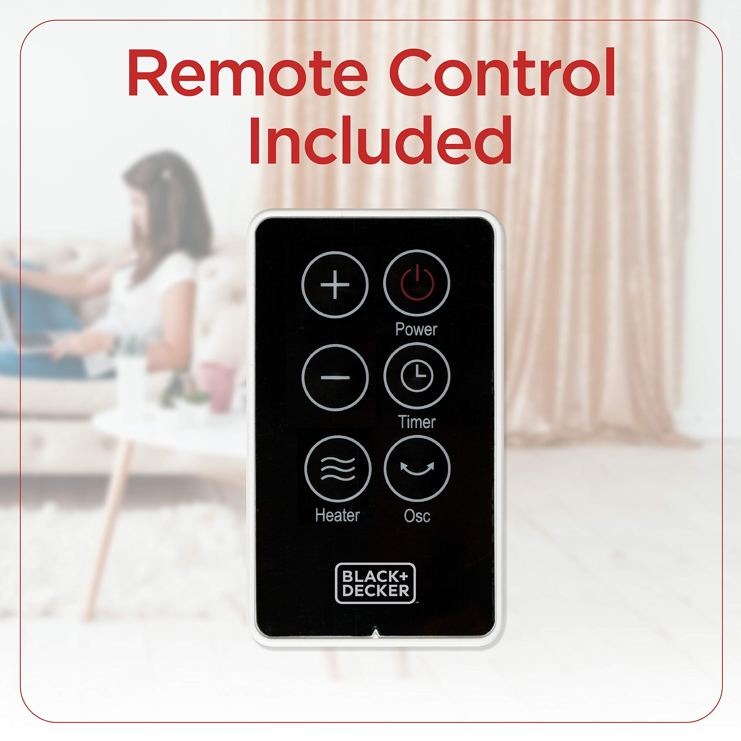 Black+Decker Ceramic Space Heater With Adjustable Thermostat, Tower Heater For Vertical Or Horizontal Use, Portable Heater & Tow