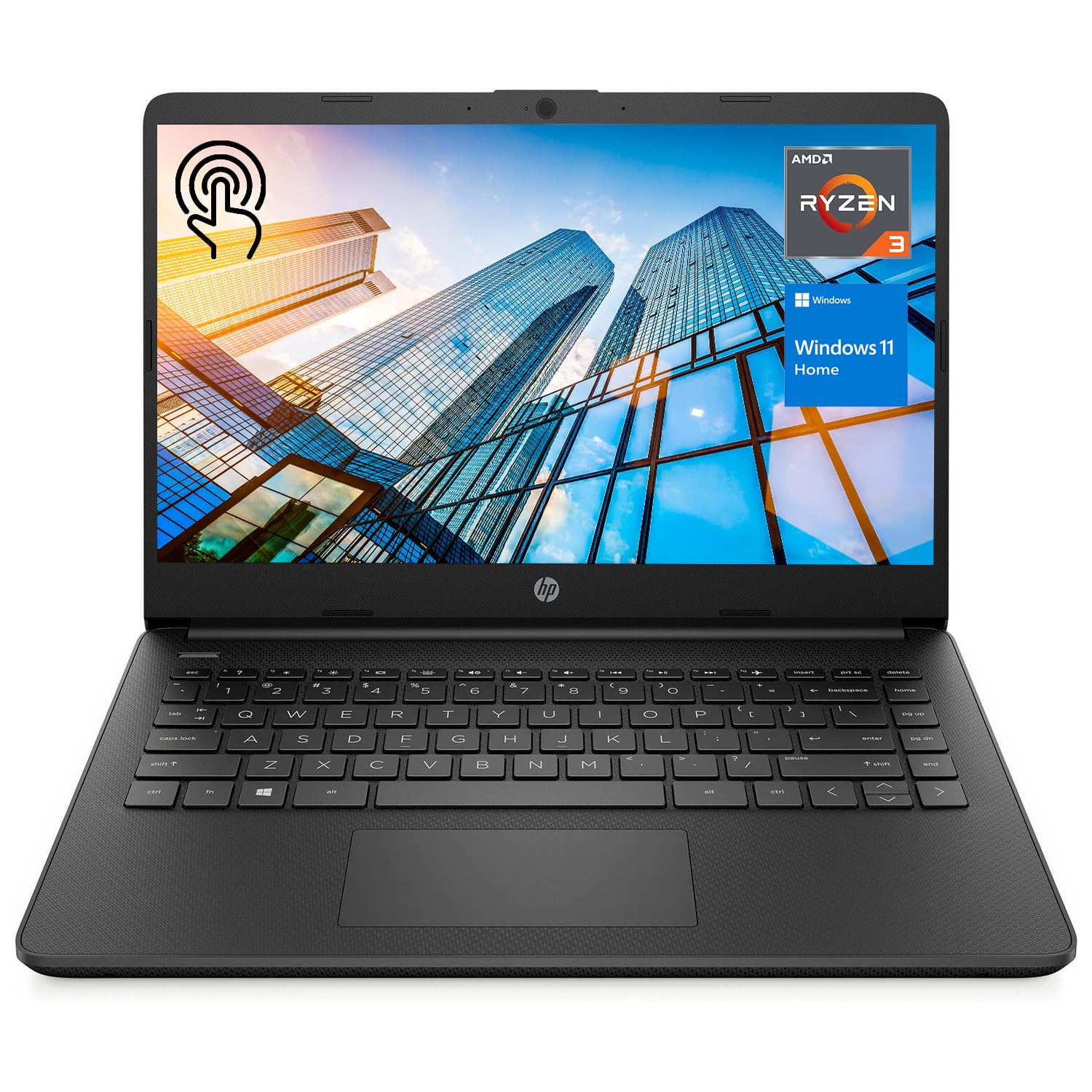 Hp Essential Laptop, 14'' Hd Touchscreen, Amd Ryzen 3 5300U, 8Gb Ram, 512Gb Ssd, Webcam, Hdmi, Wi Fi 5, Windows 11 Home, Black