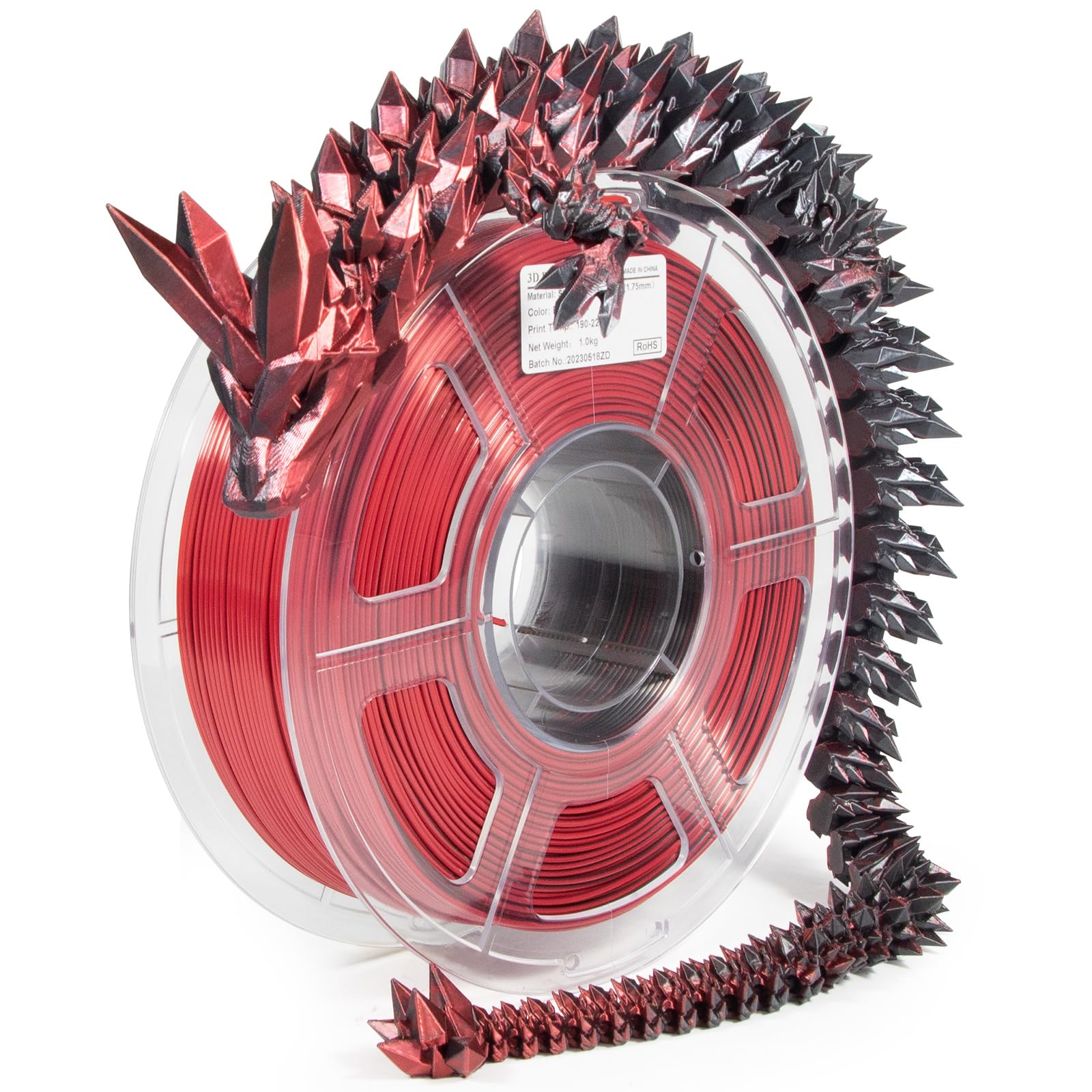 Isanmate 3D Printer Filament, Pla Filament 1.75Mm Silk Pla Red Black, Dual Color Filament Rainbow Filament, 1 Kg Spool