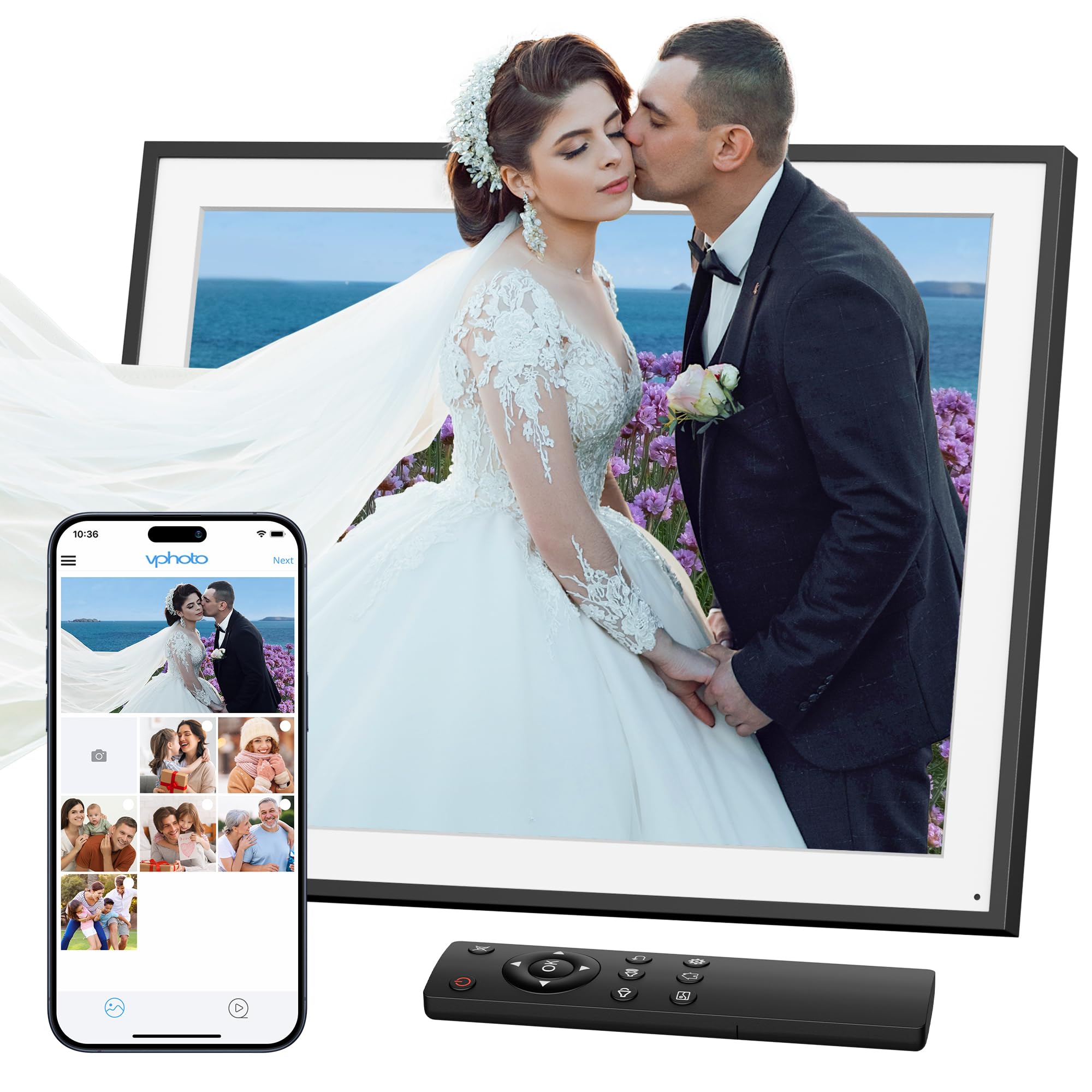 Dragon Touch Digital Picture Frame   19 Inch Wifi Large Digital Photo Frame With 64Gb Storage, Fhd Screen, Easy Setup To Share P