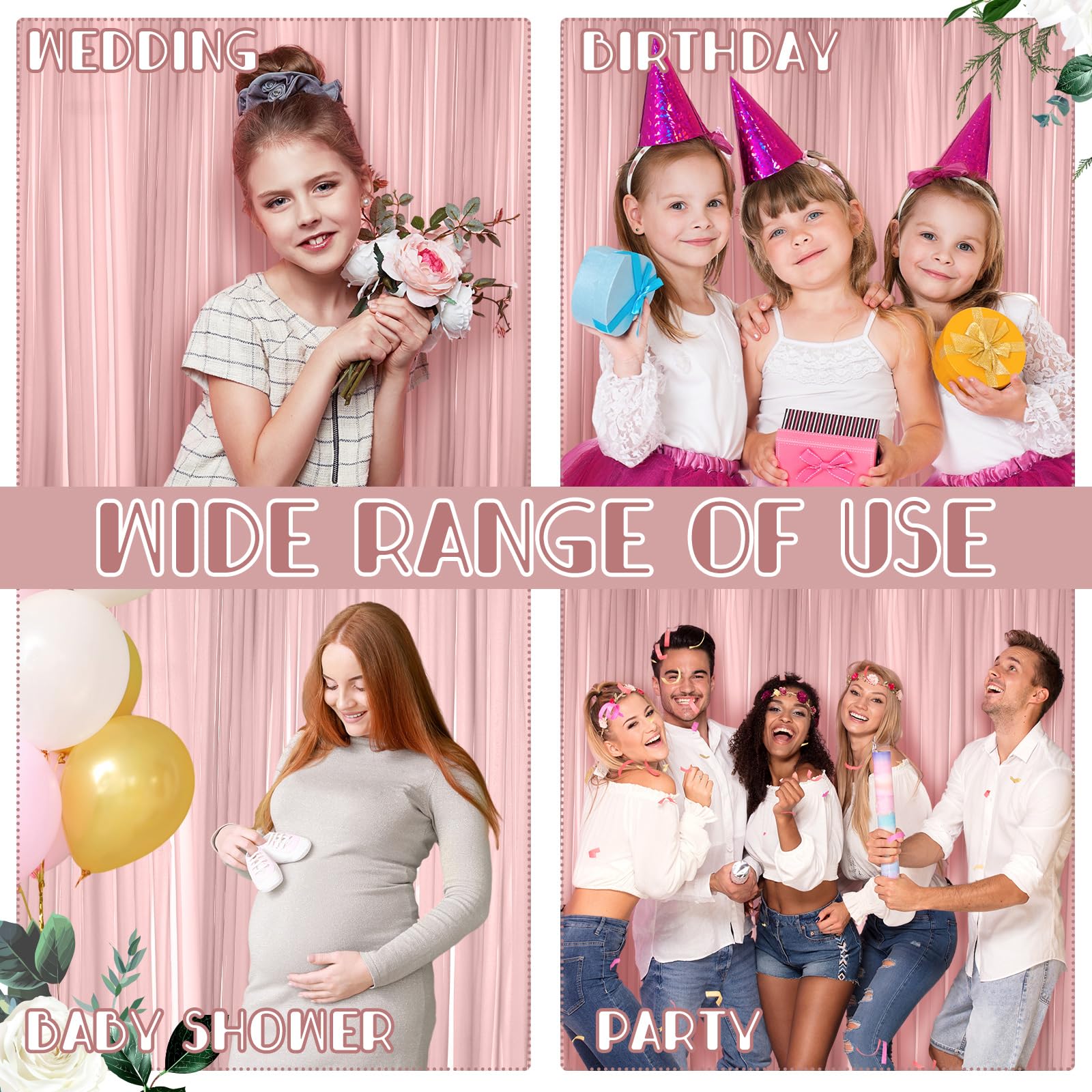 Bbto 2 Panels Dusty Rose Backdrop Curtains For Parties Wedding Pink Backdrop Curtains Polyester Wrinkle Free Window Curtains For