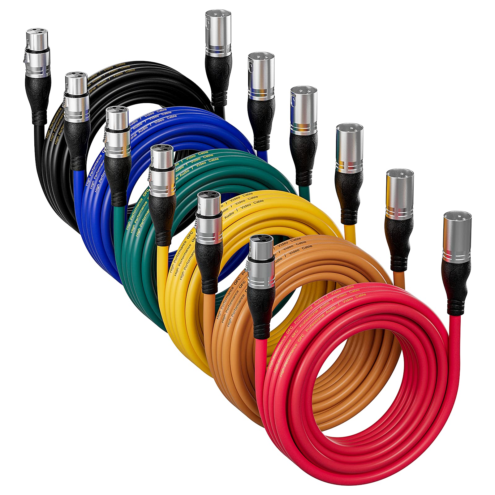 Ebxya Xlr Cable 25Ft 6 Packs   Premium Balanced Microphone Cable With 3 Pin Xlr Male To Female Mic Speaker Cable, (Red, Orange, 