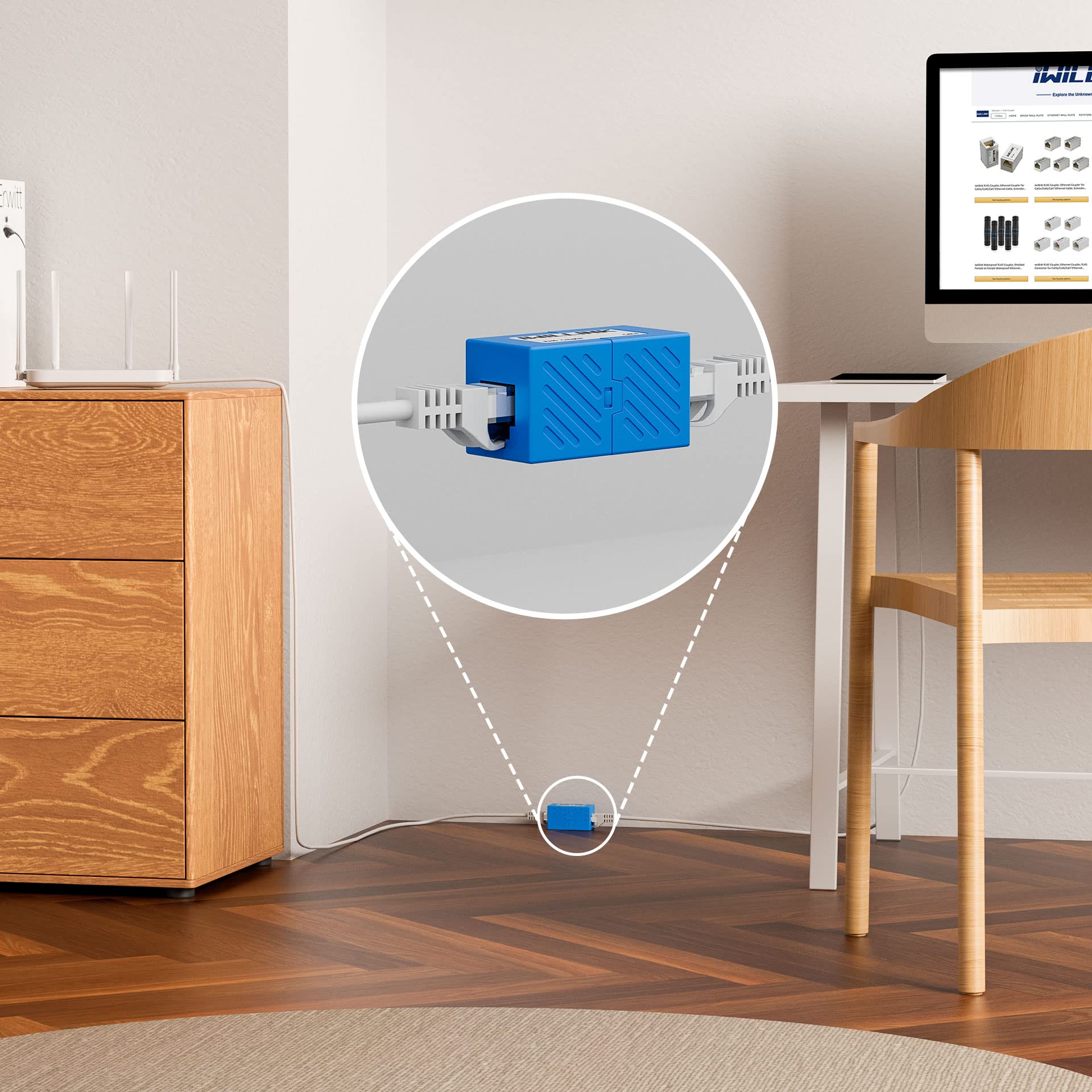 Iwillink 20 Pack Cat6 Rj45 Ethernet Coupler, Female To Female Rj45 Connector For Cat7 Cat6 Cat5E Cat5 Ethernet Cable, Extender A