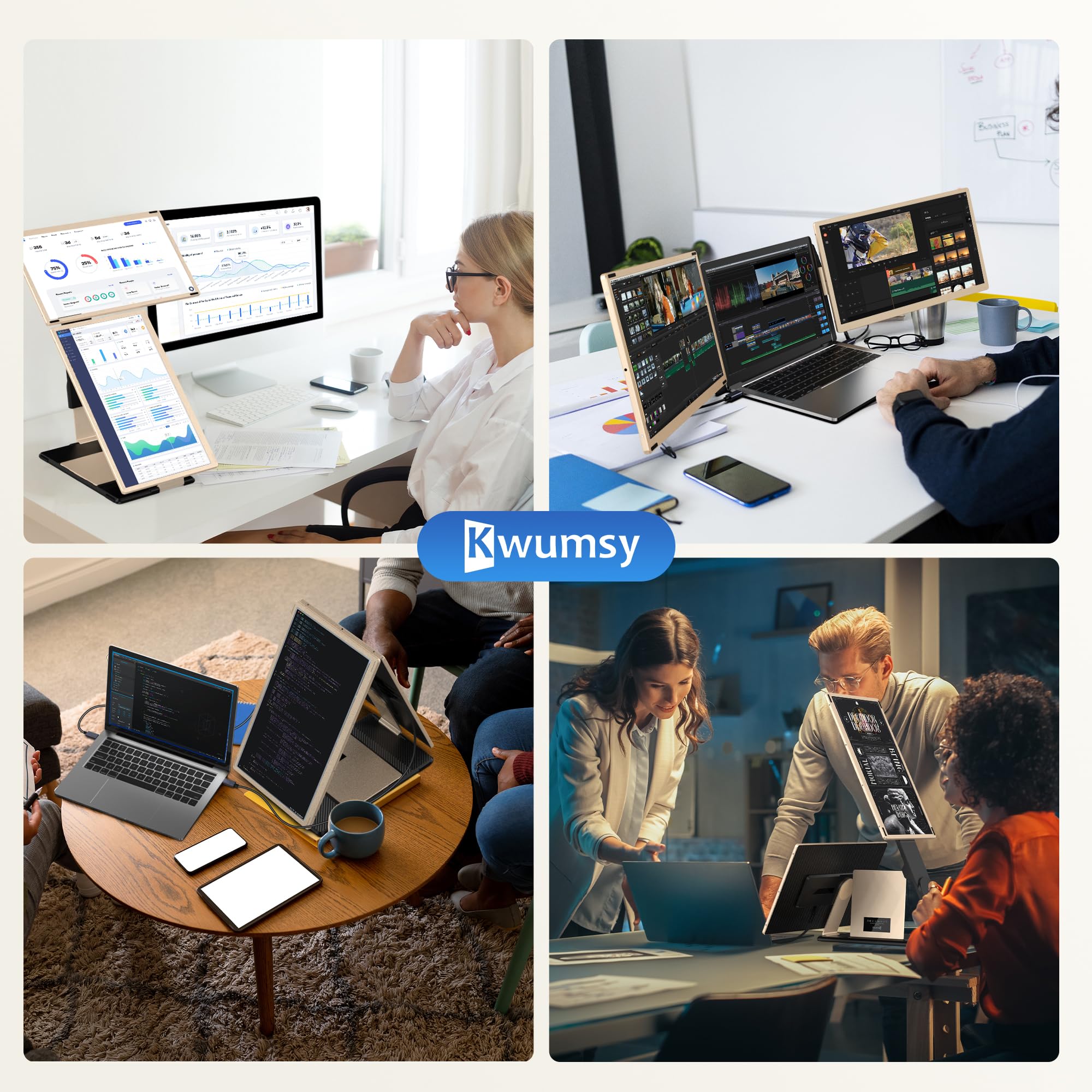 Laptop Screen Extender, 15.6'' Laptop Monitor Extender With 86% Ntsc Fhd 1080P Display, Detachable Triple Portable Monitor Compa