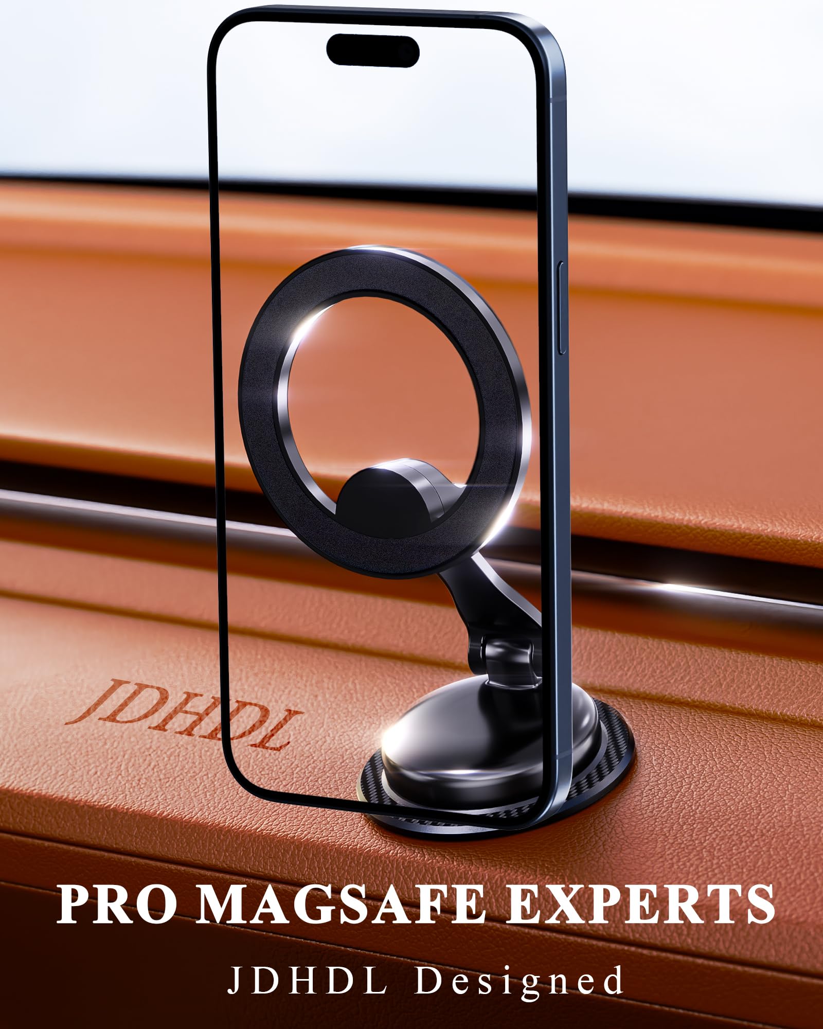 Jdhdl For Magsafe Car Mount, 360 Adjustable 2300Gf Strong Magnetic Phone Holder For Car, Dashboard Metal Car Mount For Iphone 16