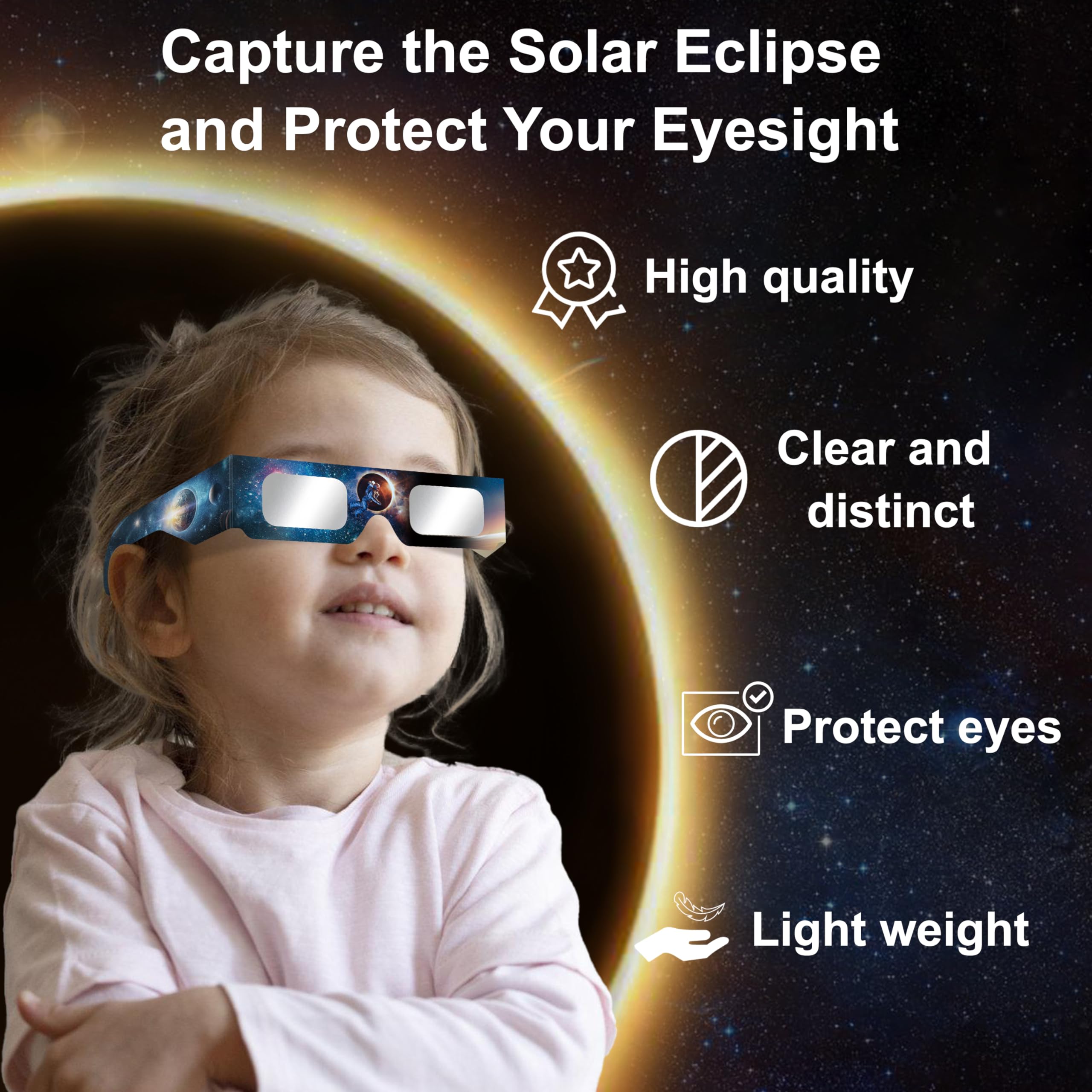 Solar Eclipse Glasses Aas Approved 2024,6 Pack Solar Eclipse Glasses For Direct Sun Viewing Iso 12312 2:2015(E) & Ce Certified(6