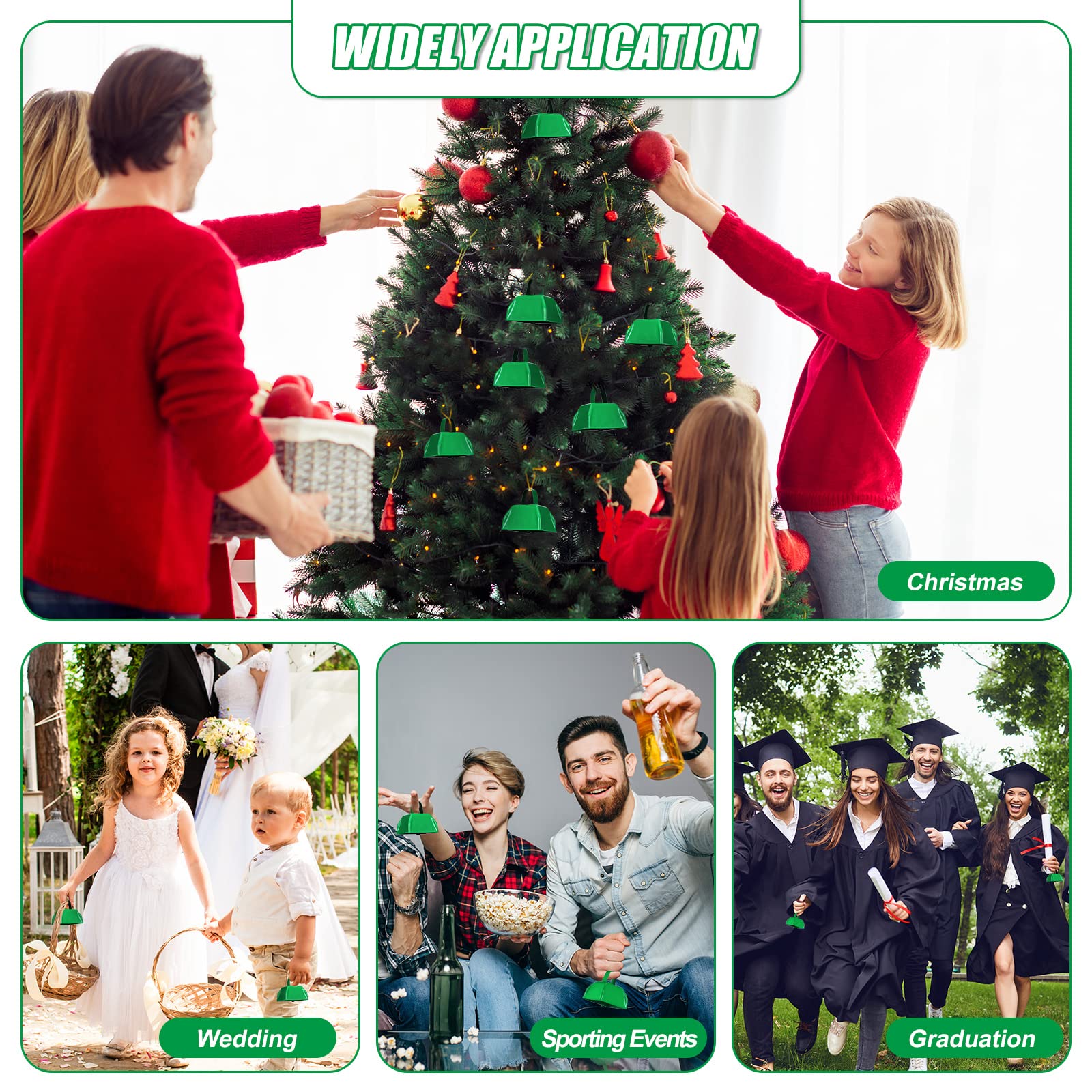 Boao 72 Pcs Metal Cowbells With Handle Cowbells Noise Makers Small Call Bells For Christmas Decorations Ornament Football Games