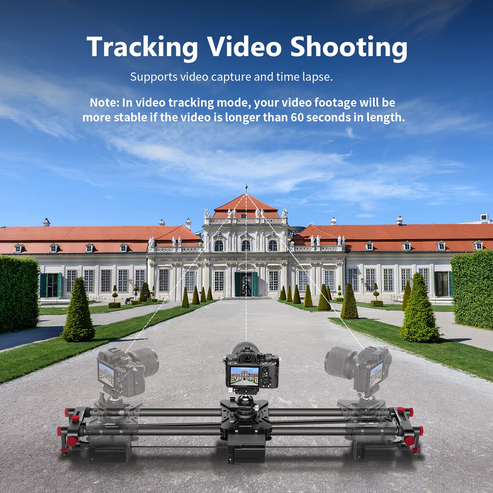 Neewer 31.5''/80Cm Motorized Camera Slider, App Wireless Control Carbon Fiber Dolly Rail Slider, Support Video Mode, Time Lapse