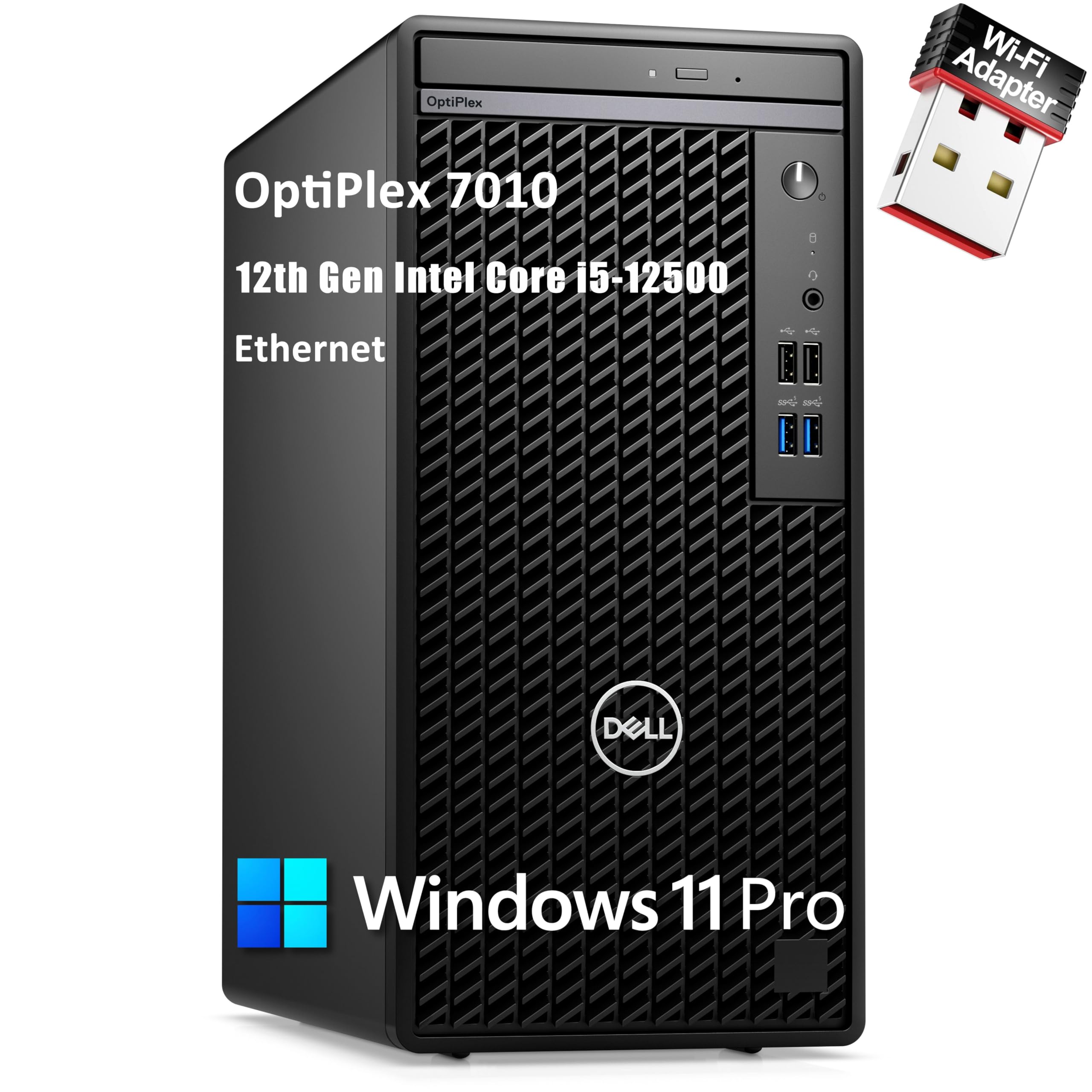 Dell OptiPlex 7010 Tower Business Desktop Computer, Intel 6-Core i5-12500 (Beat i7-11700), 64GB DDR4 RAM, 2TB PCIe SSD, DVDRW, W