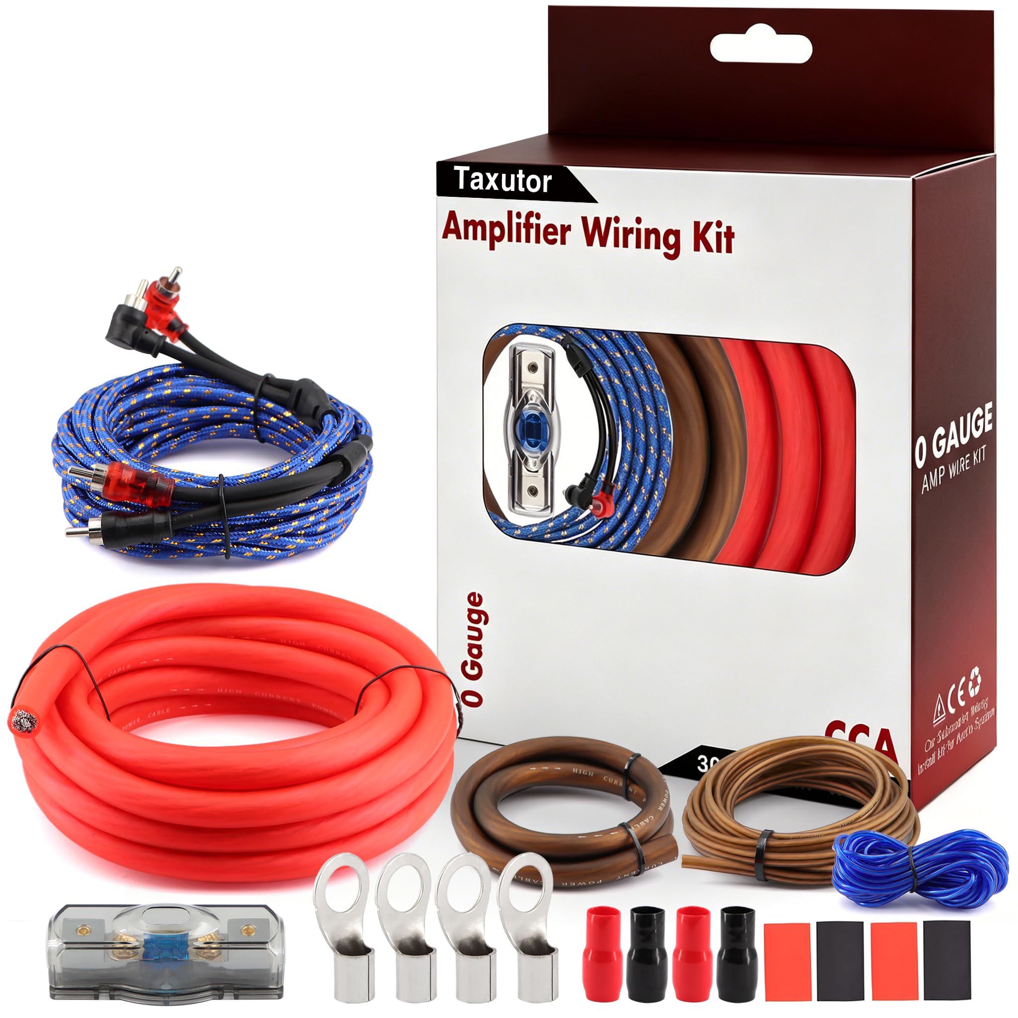 True 0 Gauge Amp Wiring Kit 3000W with 100A Fuse & RCA Cable for Subwoofer