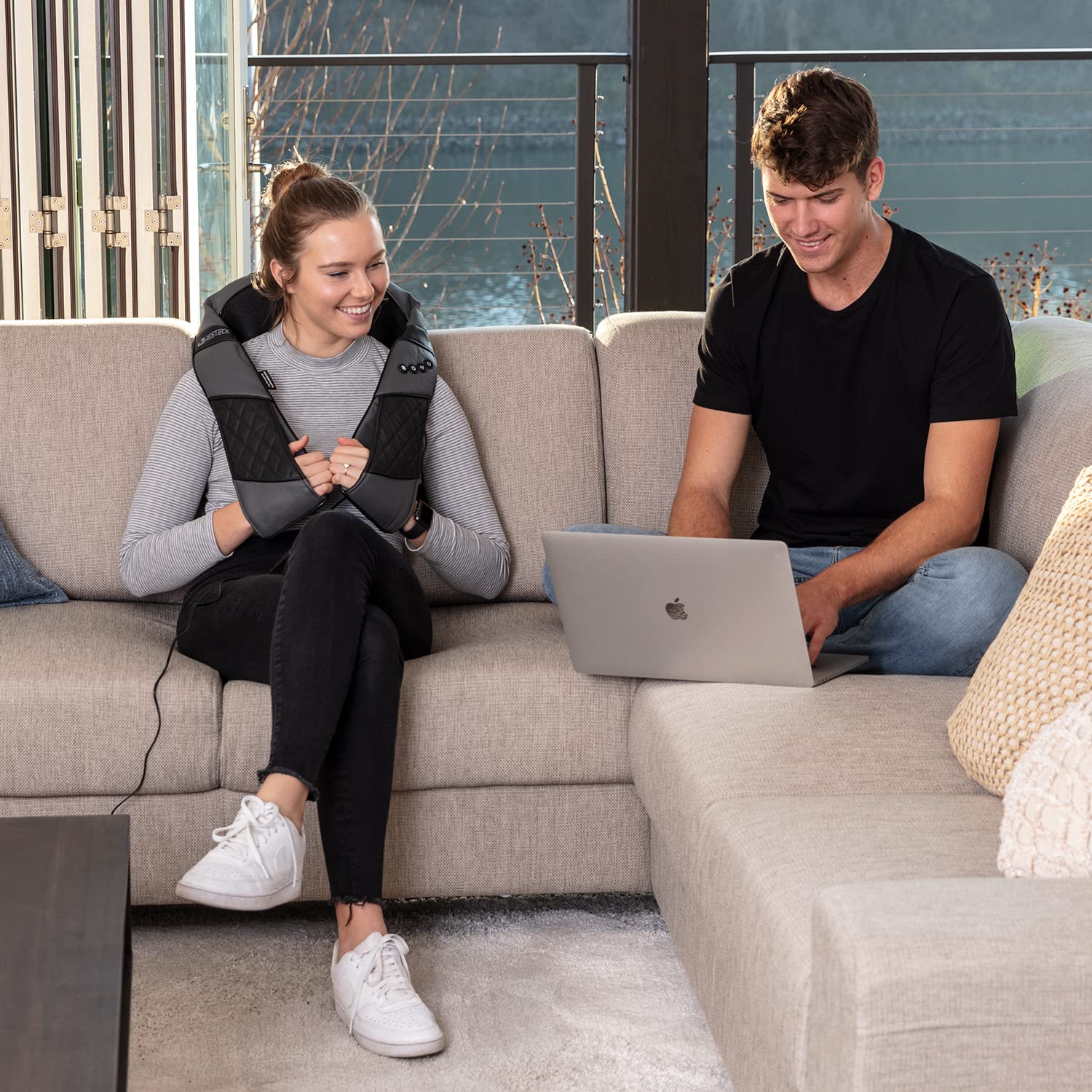 Resteck Massagers For Neck And Back With Heat   Deep Tissue 3D Kneading Pillow, Electric Shiatsu Shoulder Massage, Foot, Legs,Bo