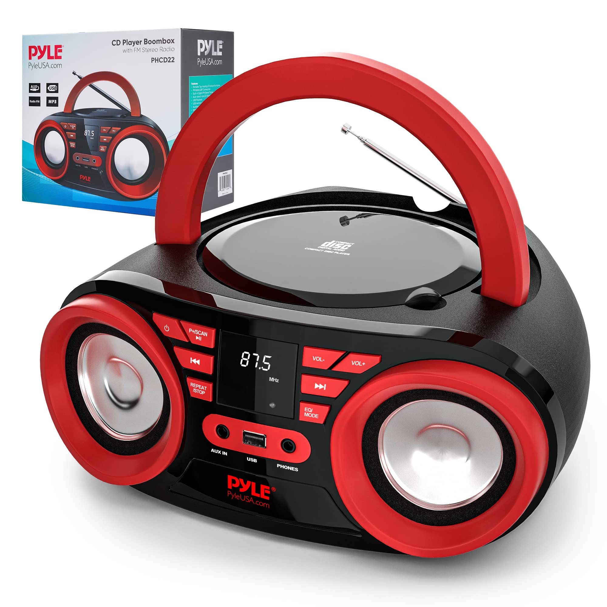 Pyleusa Portable Cd Player Bluetooth Boombox Speaker   Am/Fm Stereo Radio & Audio Sound, Supports Cd R Rw/Mp3/Wma, Usb, Aux, Hea