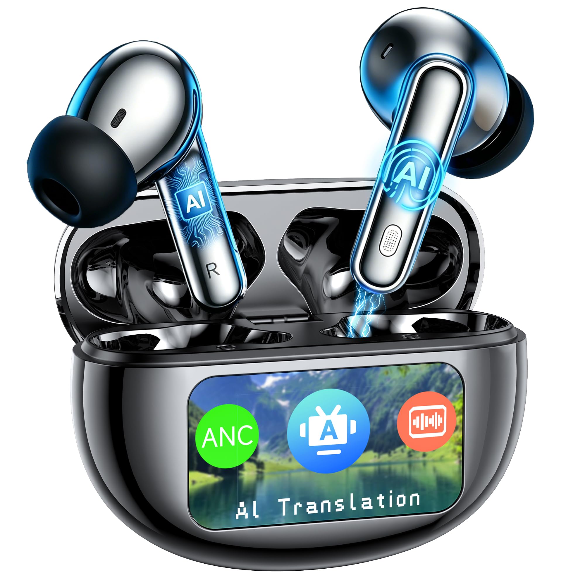 AI Translation Earbuds Real Time, 199+ Language Translator Earbuds with ANC