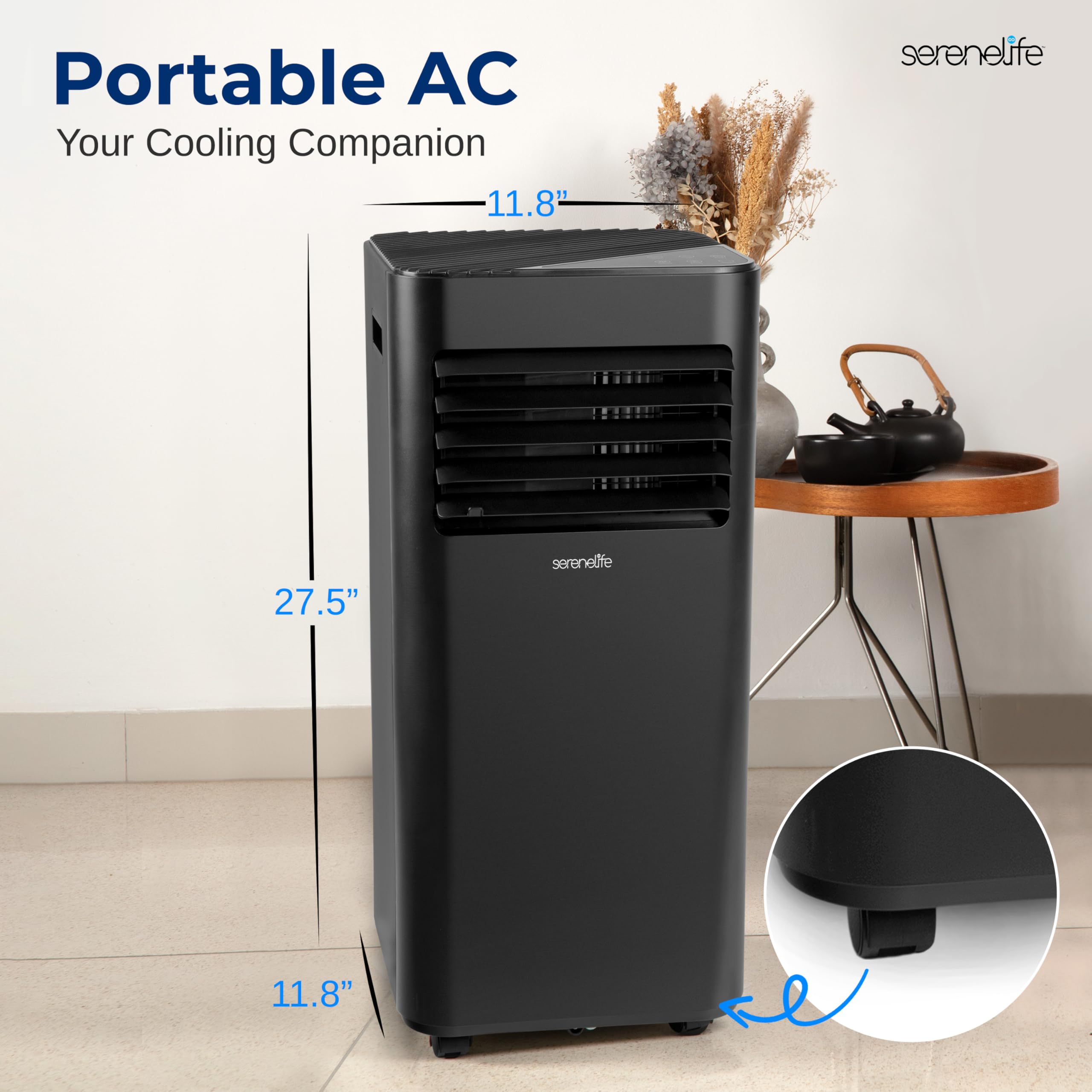 Serenelife Portable Air Conditioner 10000 Btu - 3-In-1 Compact Standing Air Conditioner For Room Up To 320 Sq. Ft. - Floor Ac Un