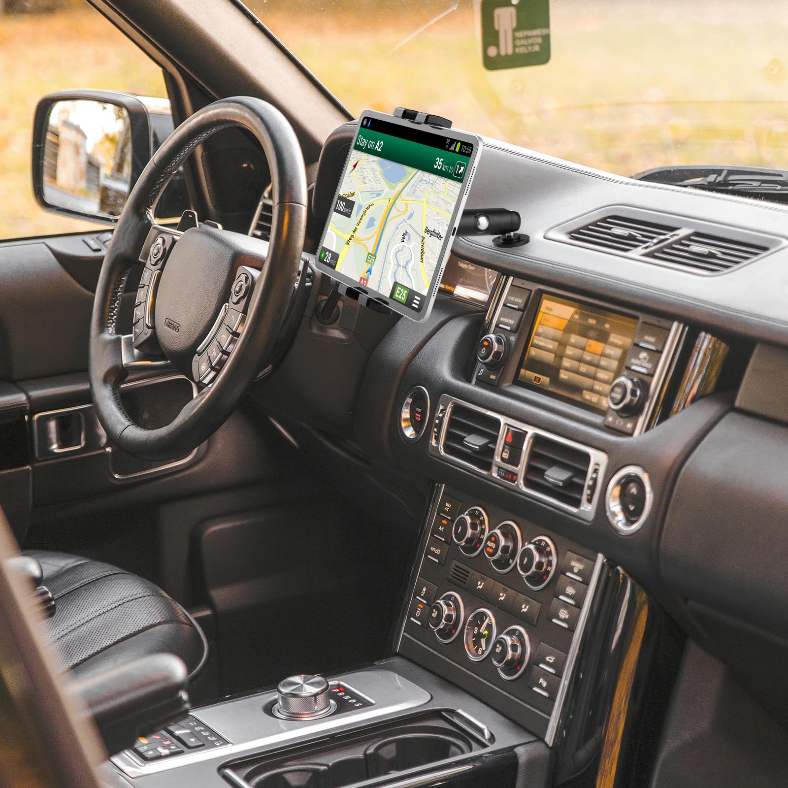 Aluminum Heavy Duty Drill Base Tablet Mount For Truck,Commercial Vehicles,Dashboard,Boat,Car And Wall,Tablet Holder For Truck Compatible With 4' 12.9' Ipad Pro/Mini/Galaxy Tab,Large Case Friendly