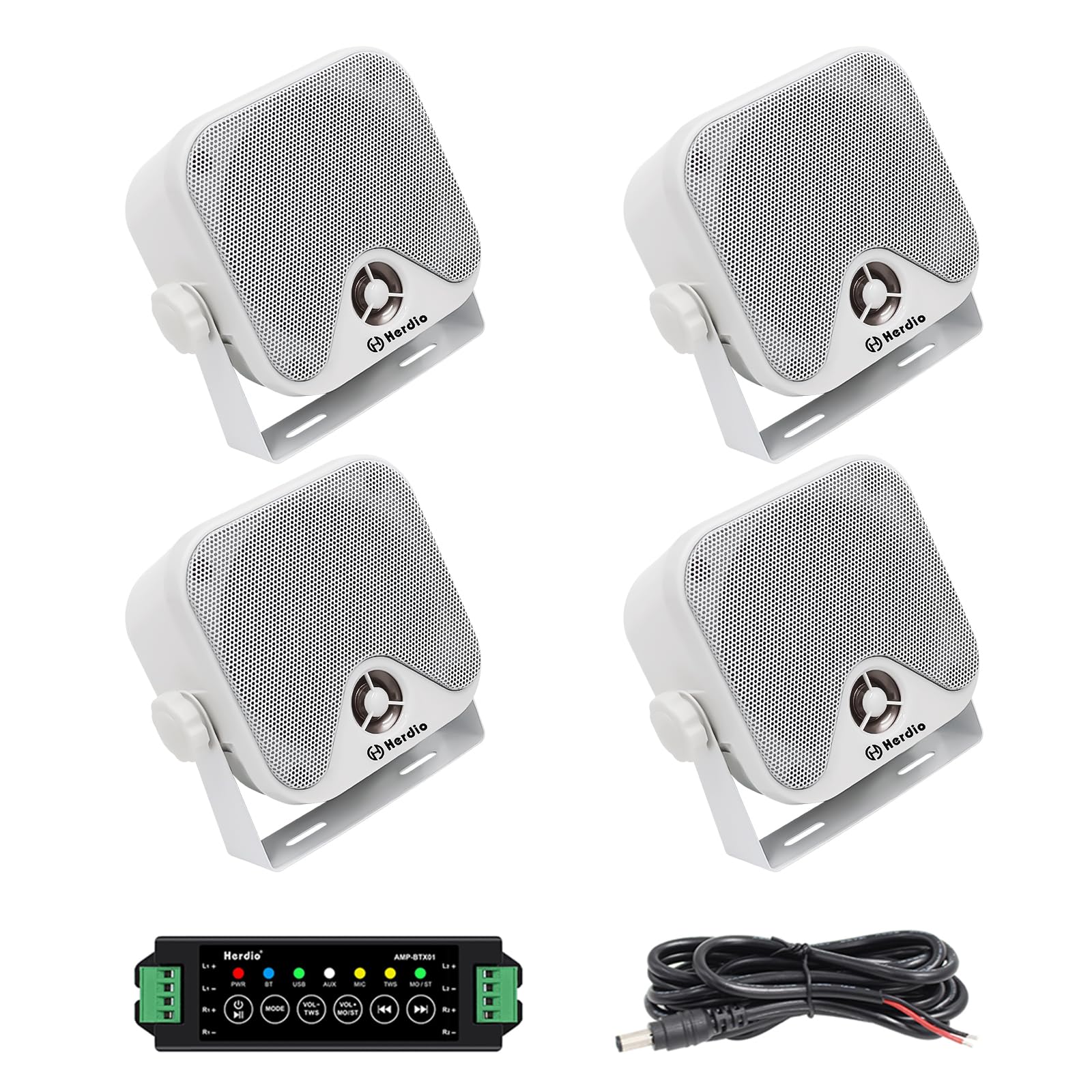Herdio 4 Inch Bluetooth Golf Cart Speakers 240W Waterproof Marine Speakers for Outdoor Boat ATV UTV RZR Camper Tractor Truck Jee