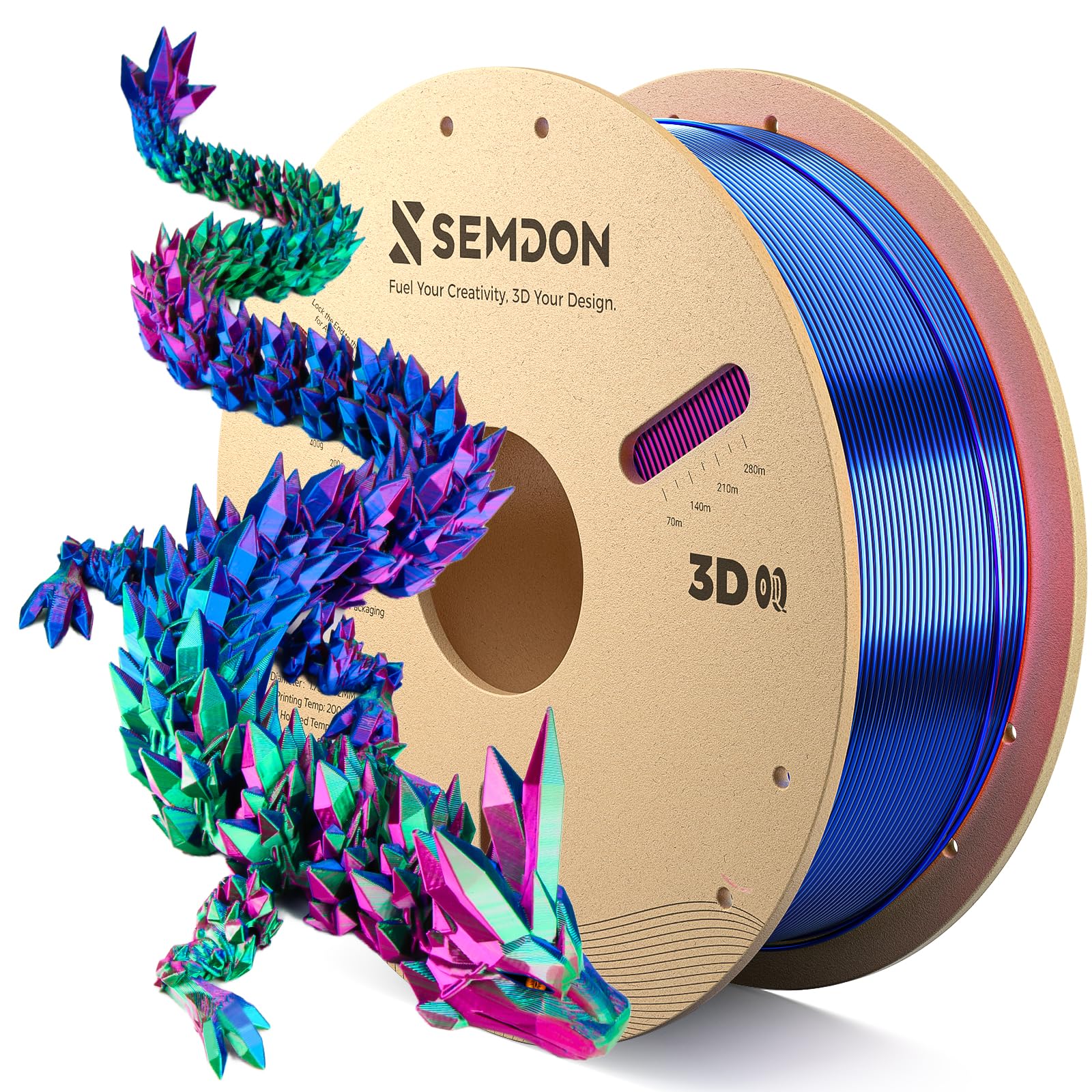 PLA Filament 1.75mm, Tri-Colors Gradient Rainbow Silk PLA Filament 0.02mm - Metal 3D Printer Filament for Ender 3 V2, 3D Printer