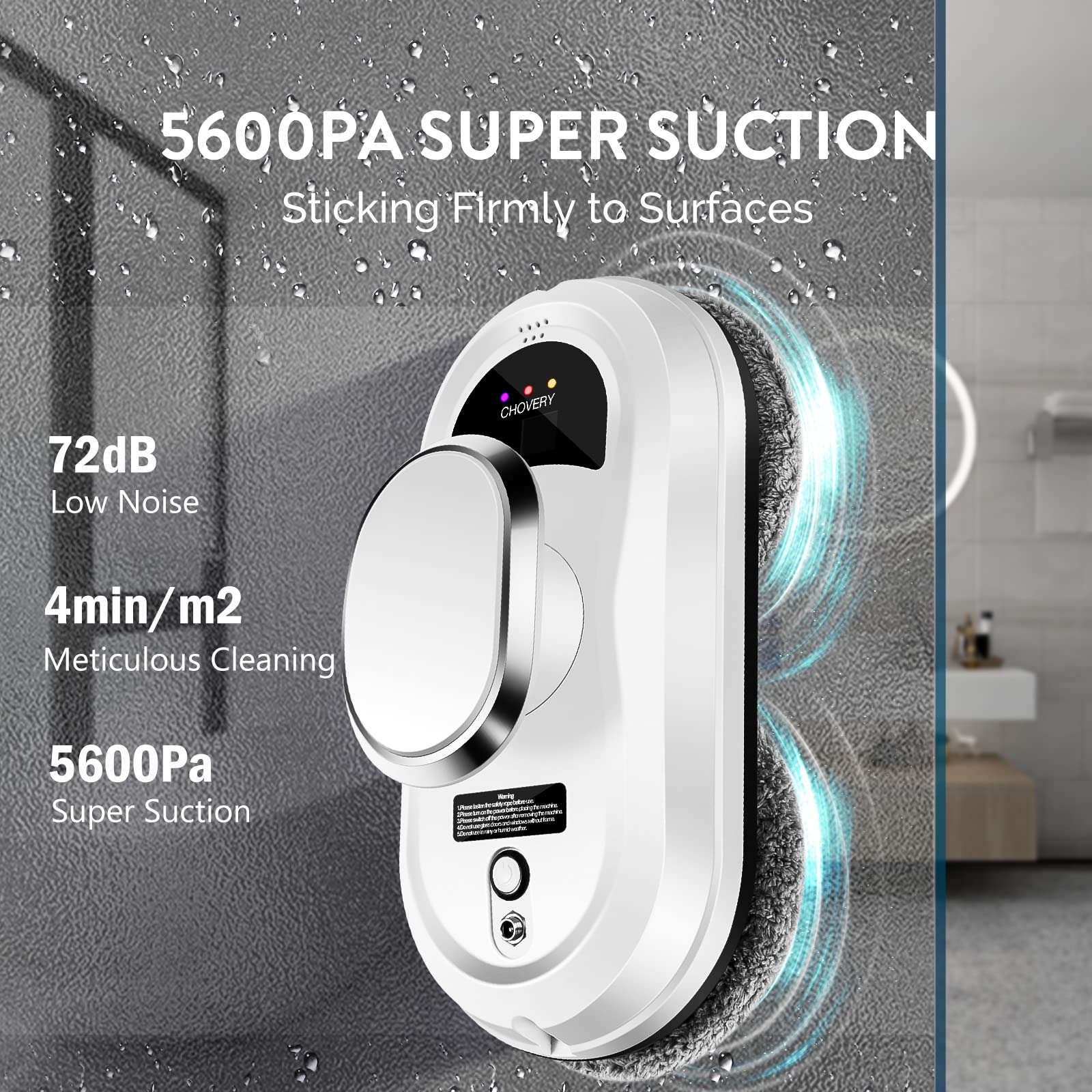 Chovery Window Cleaner Robot,Smart Glass Cleaning Robotic With 5600Pa Strong Suction,Remote Control Window Cleaning Robot For Wi