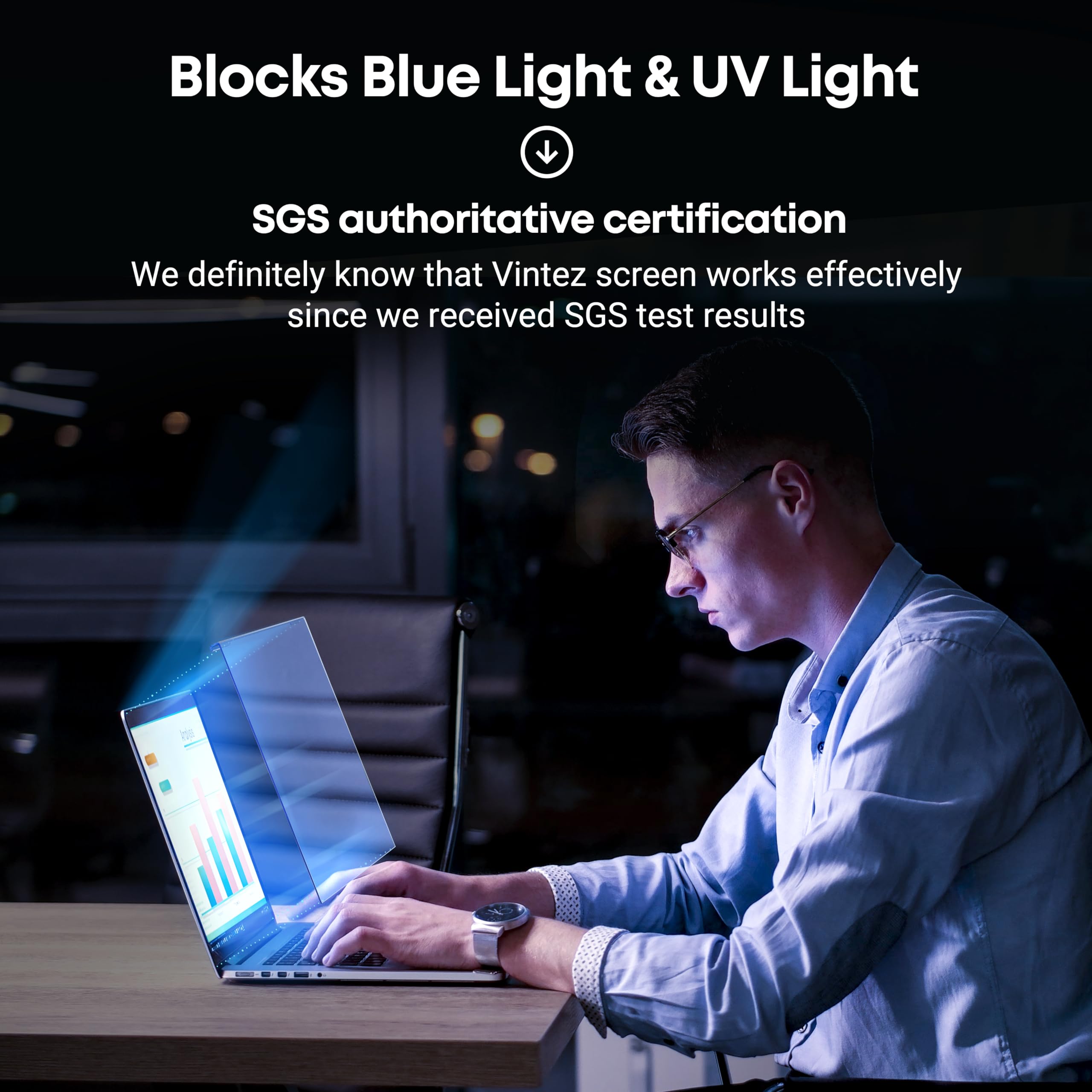 Vintez Blue Light Blocking Screen Protector Panel For 14 Inch Diagonal Pc Anti Uv Eye Protection Filter Film   Widescreen Laptop