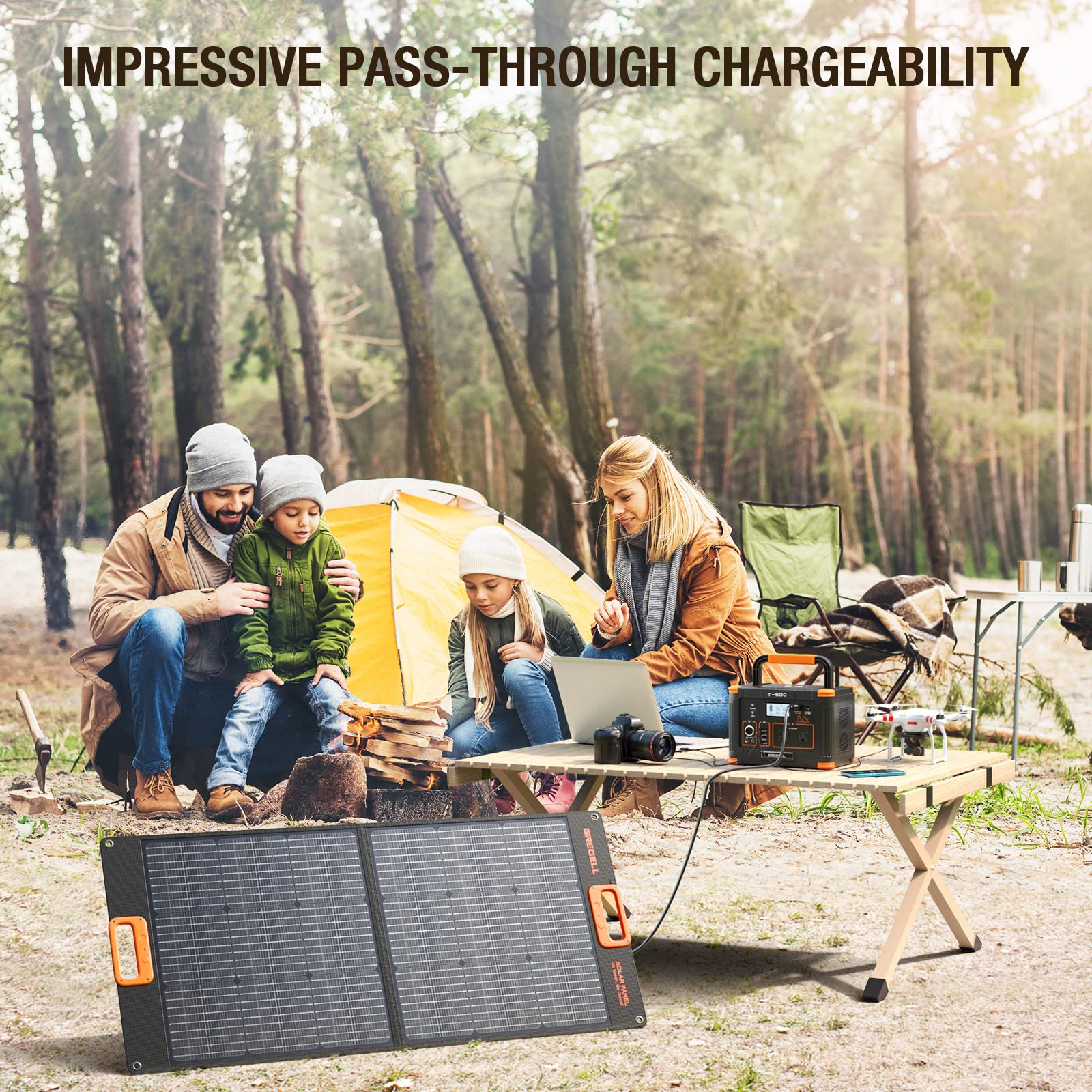 Grecell Portable Power Station 500W, 519Wh/140400Mah Solar Generator Backup Lithium Battery Pack Power Supply With 2 Ac Outlets,