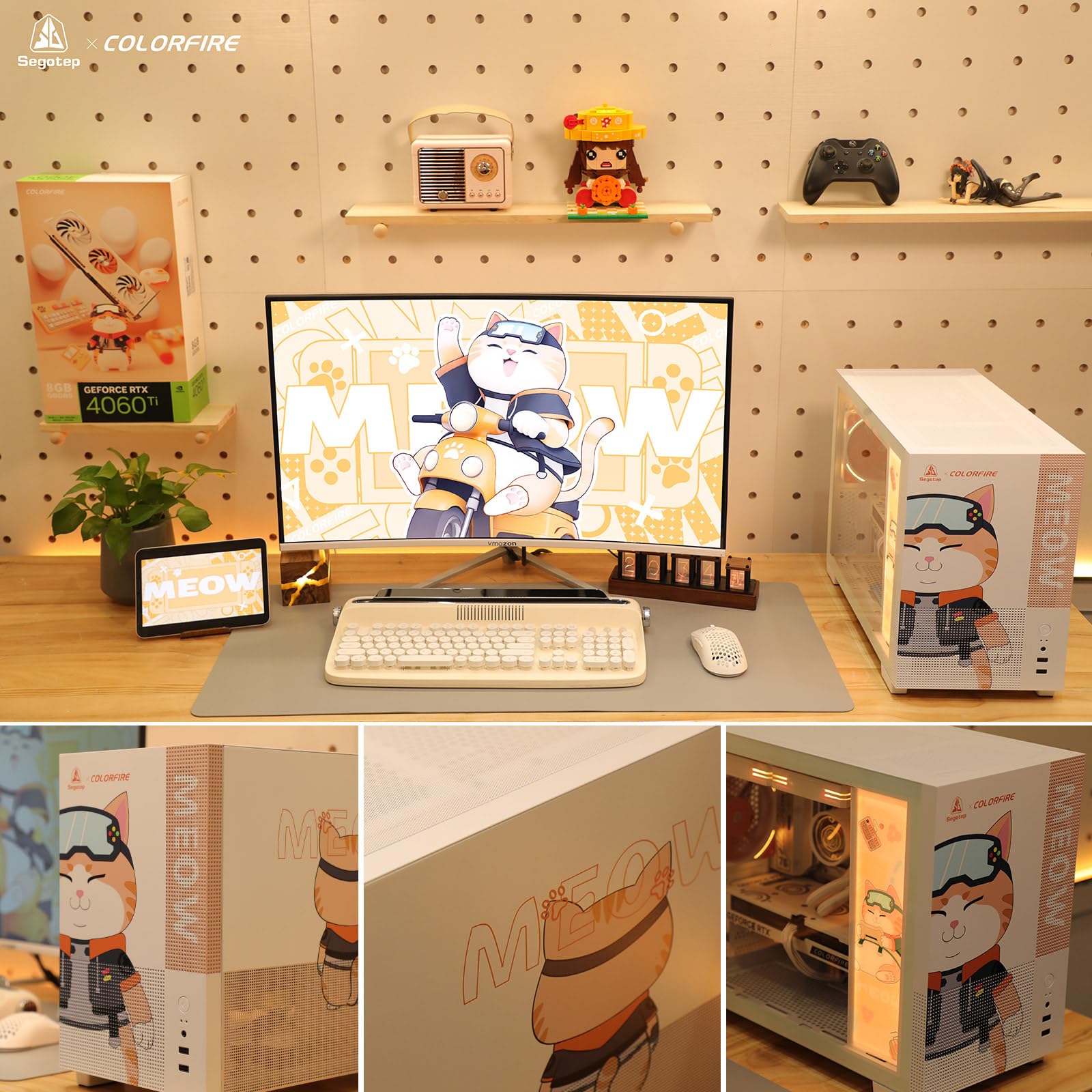 Segotep Memphis M-Atx Mini Tower Pc Case With Tempered Glass Panels, Support 40 Series Gpu, Usb 3.0, And 240Mm Radiator - White