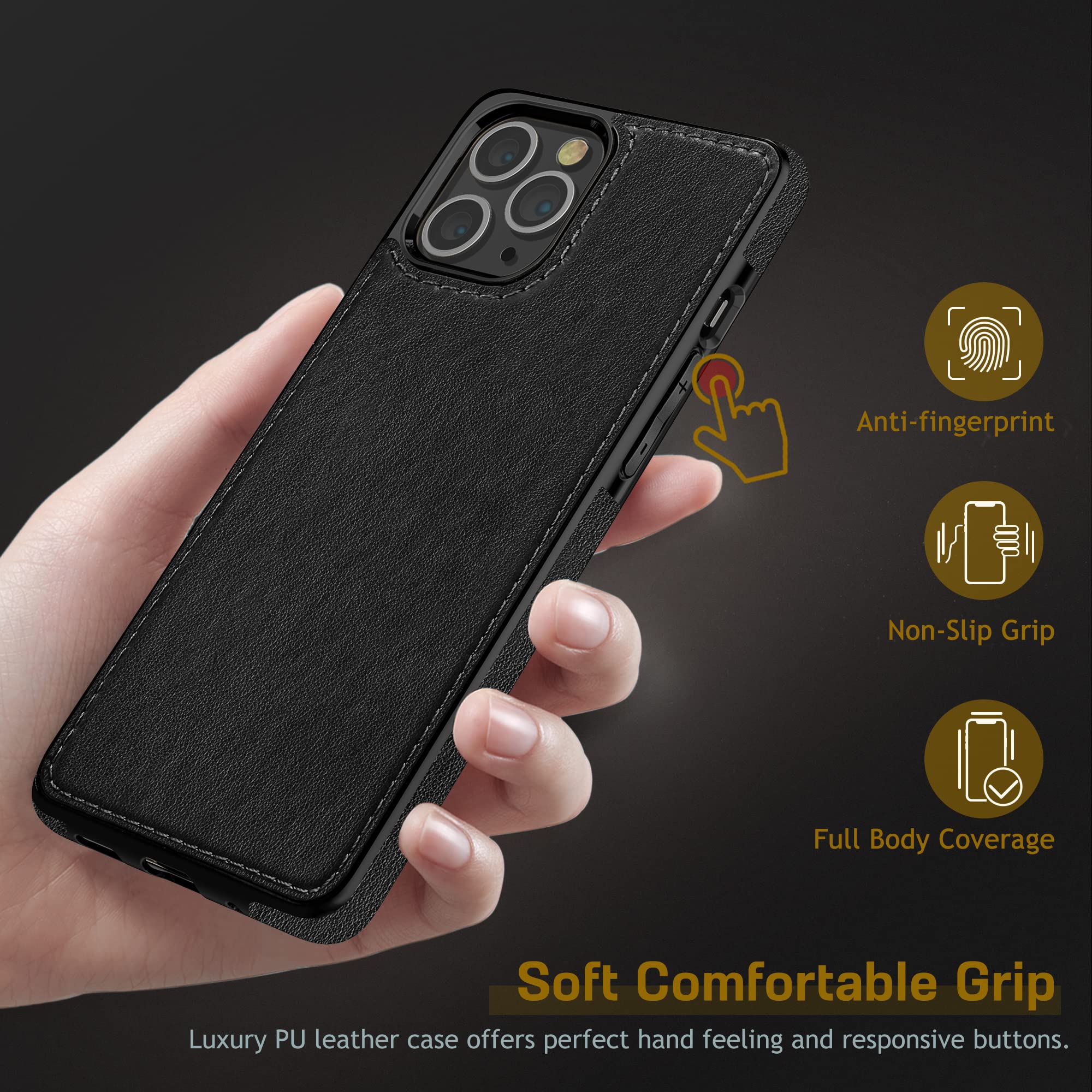 Lohasic For Iphone 14 Pro Max Case Leather Compatible With Magsafe, Slim Business Pu Non Slip Grip Rugged Bumper Shockproof Full