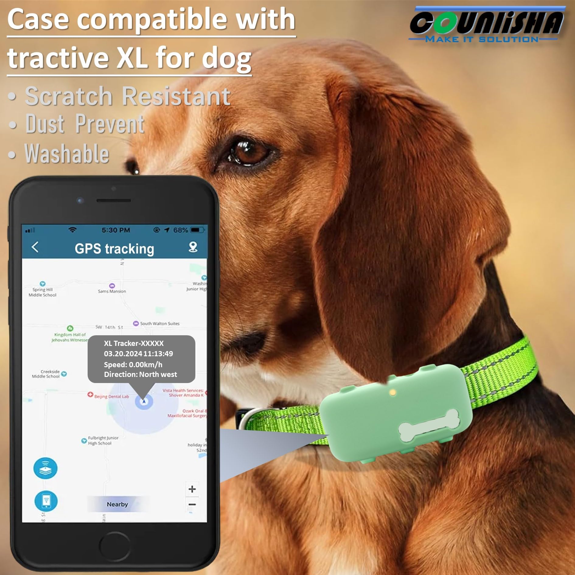 2 Pack Silicone Holder Compatible For Tractive Xl Gps Tracker,Durable Accessories Cover Finder Anti Scratch,Secure Sturdy Case With Strap For Dog Pet Collar (Black,Green)