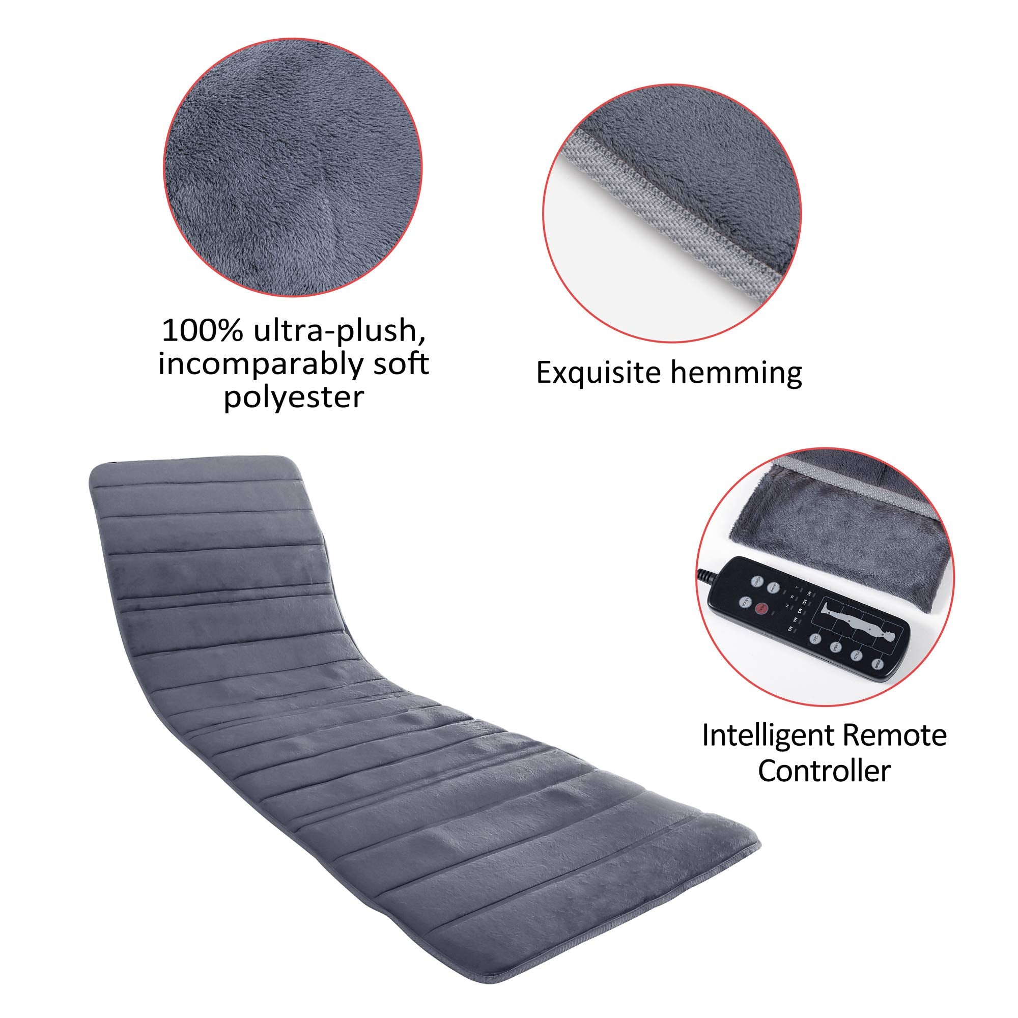 Comfier Full Body Massage Mat Pad With Heat, Chair Pad With 10 Vibration Motors & 2 Therapy Heating Pad With Auto Shut Off, Heat