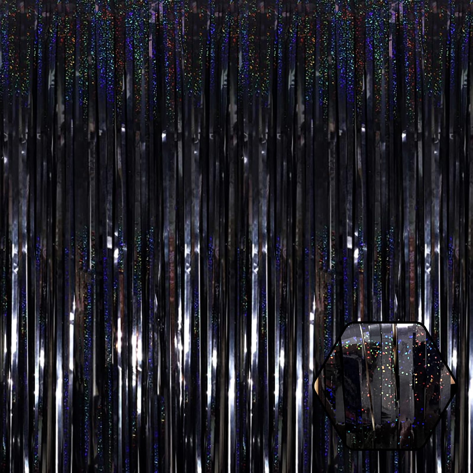 6 Pack Pink Foil Fringe Curtain Backdrop, 3.28Ft x 8.2Ft Metallic Tinsel Foil Fringe Streamer Curtains for Photo Booth, Birthday